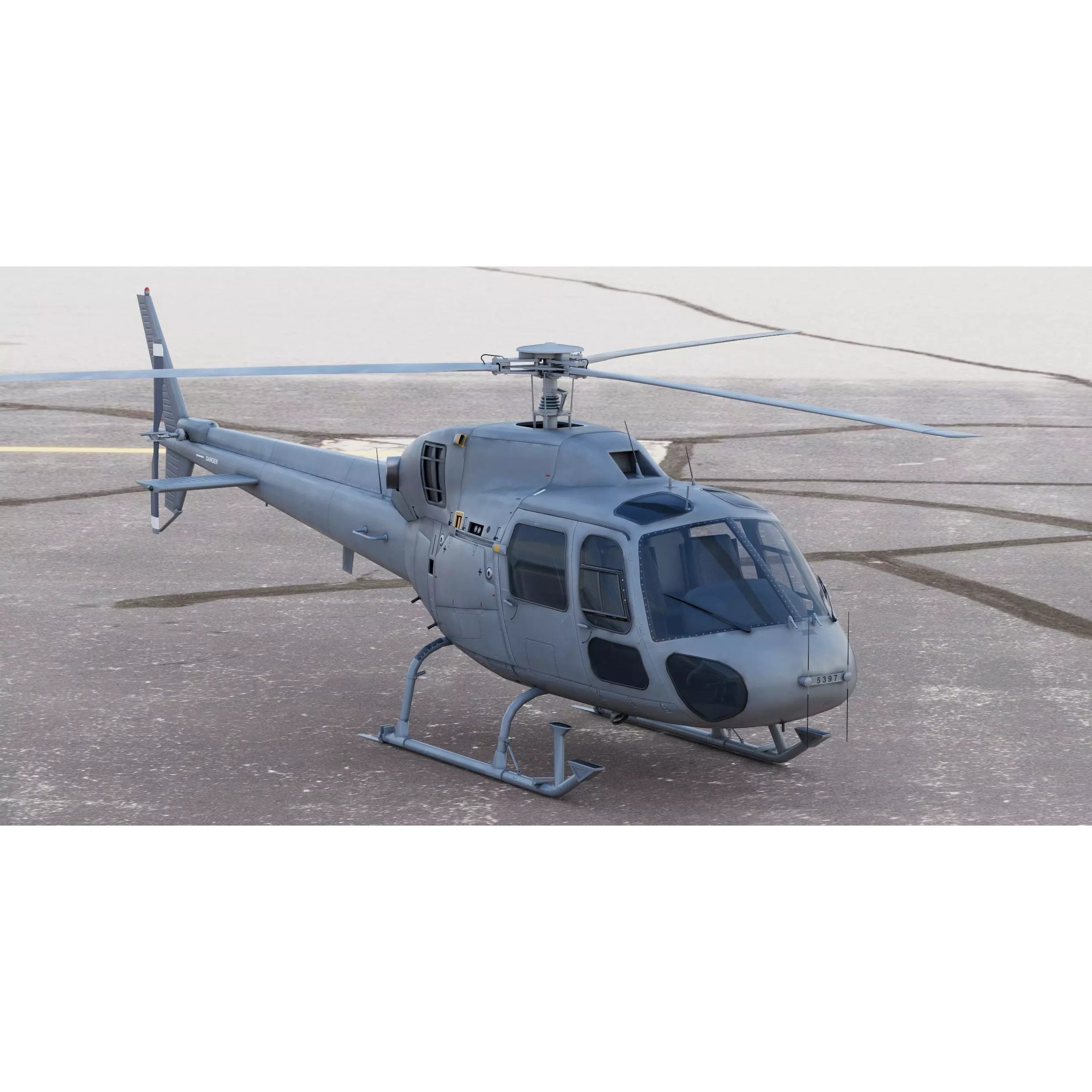Eurocopter AS555 Fennec II 3D Model – High Poly Military Helicopter, FBX - View 4