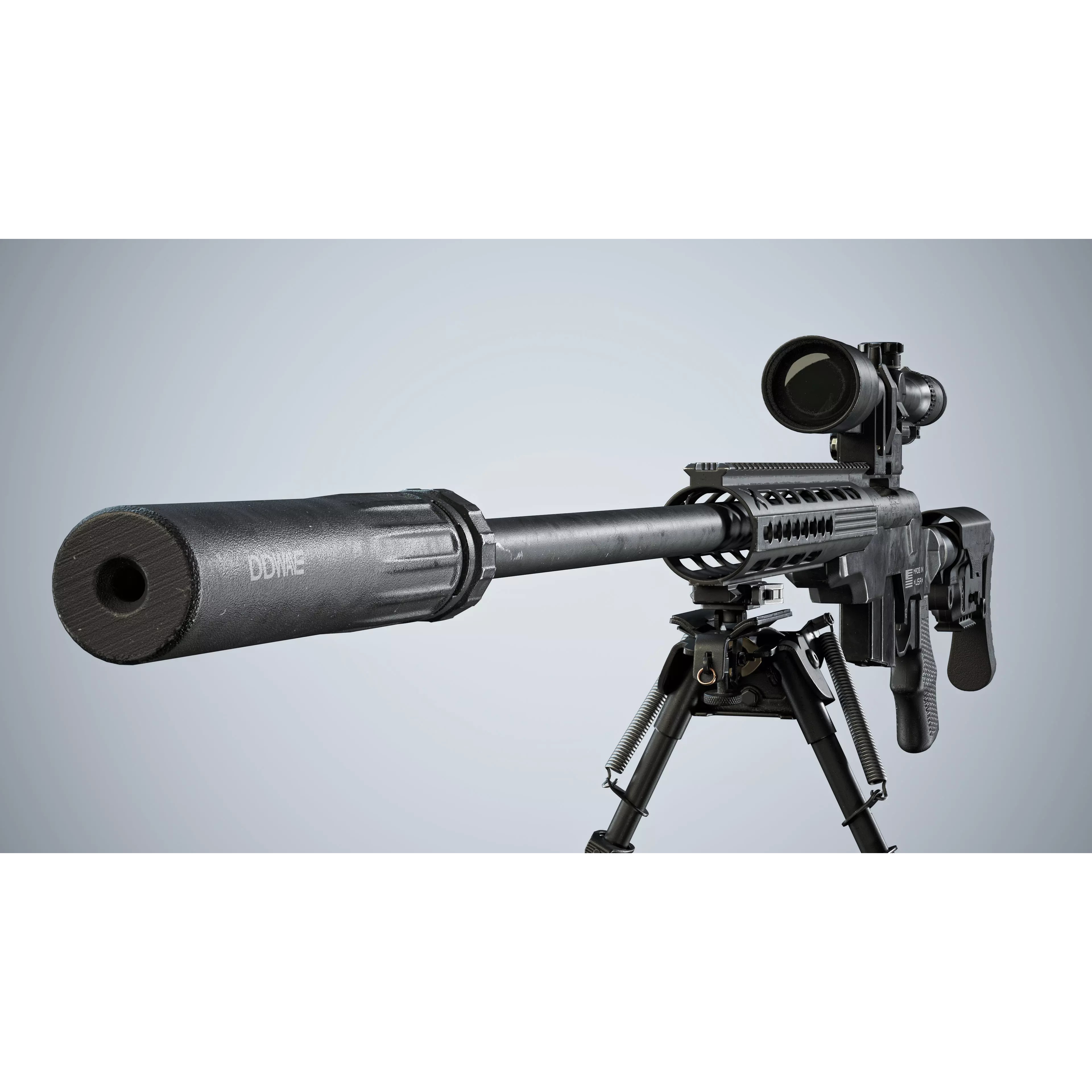 Remington 700 Tactical Sniper Rifle 3D Model – Low Poly Game Asset, FBX, PBR - View 10