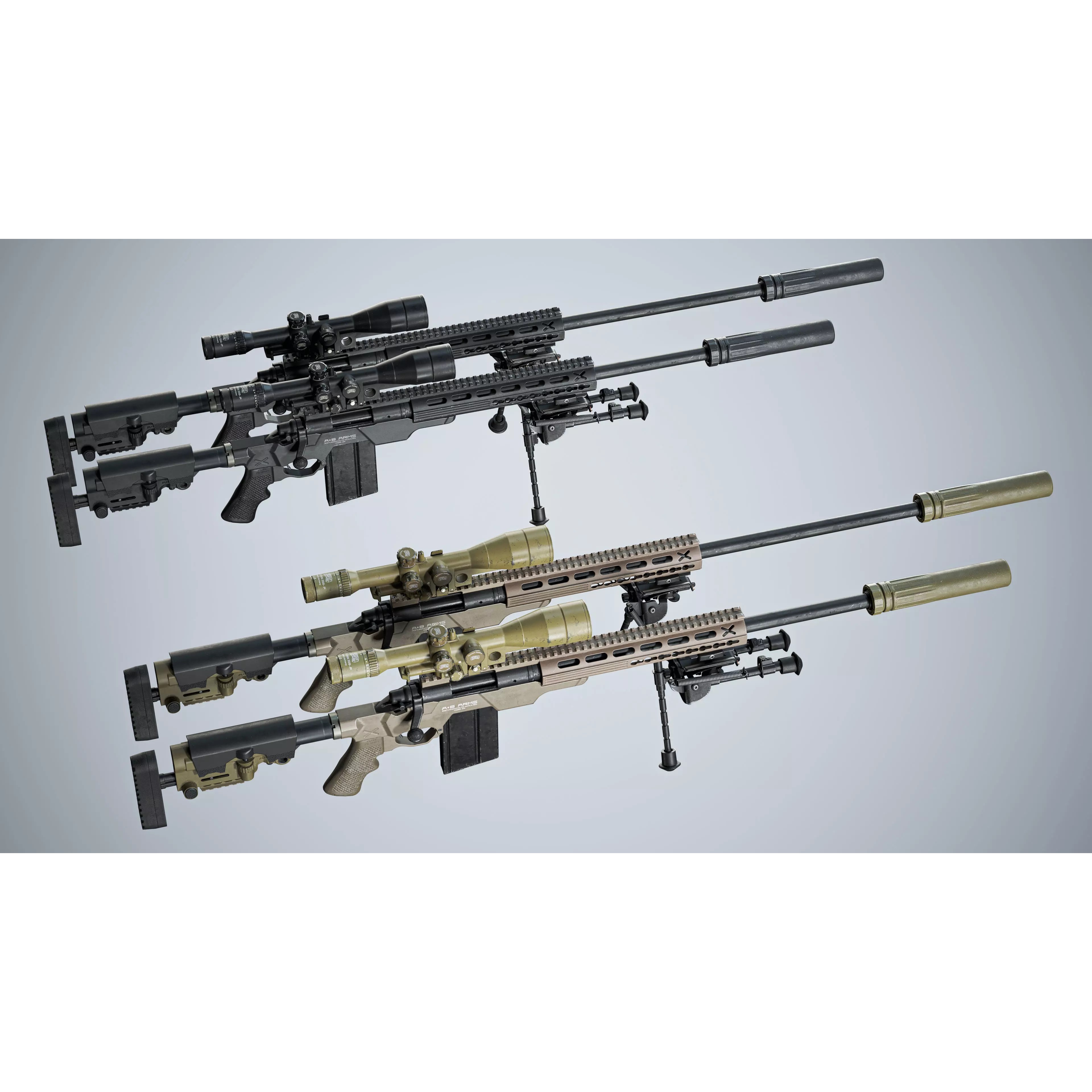 Remington 700 Tactical Sniper Rifle 3D Model – Low Poly Game Asset, FBX, PBR - View 14