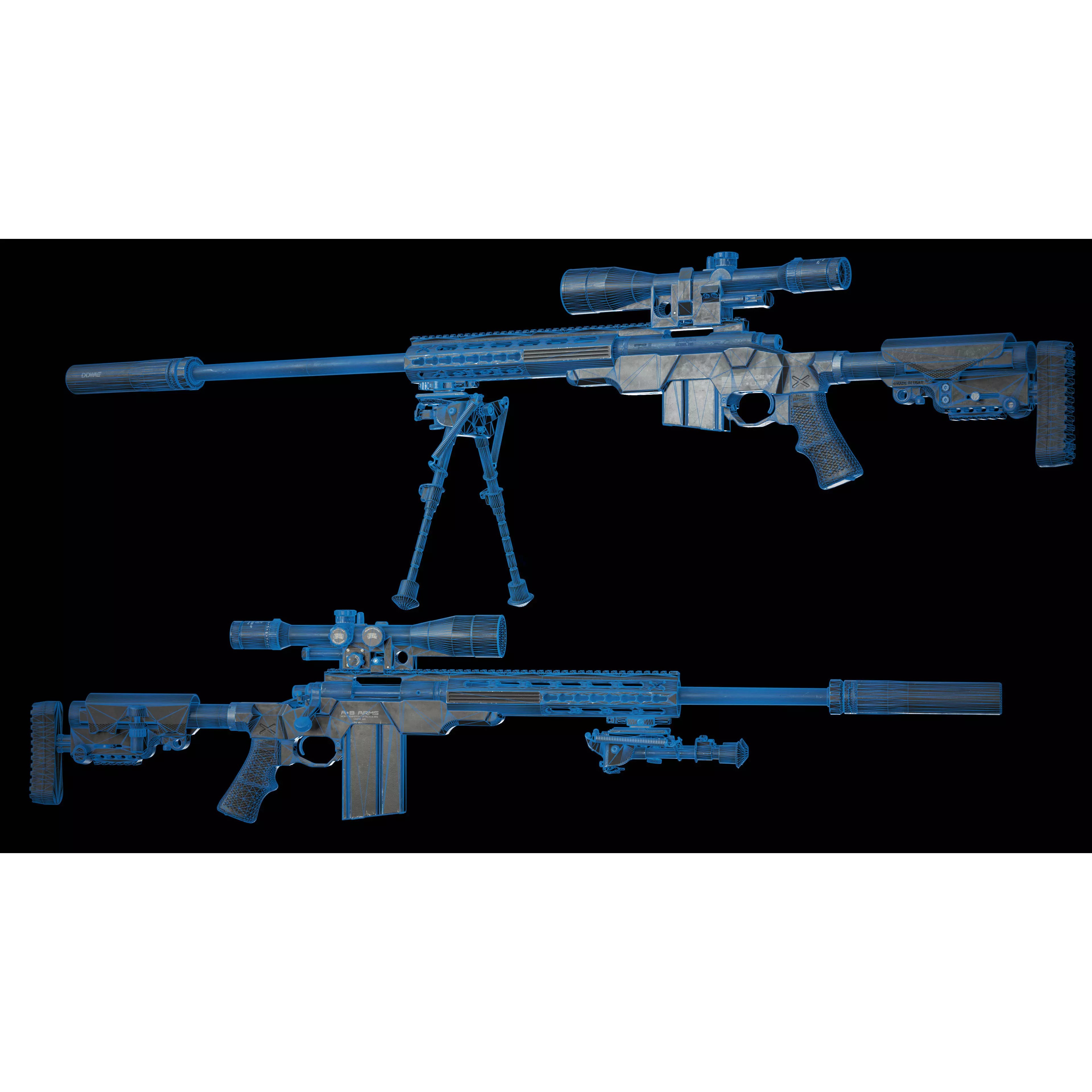Remington 700 Tactical Sniper Rifle 3D Model – Low Poly Game Asset, FBX, PBR - View 15
