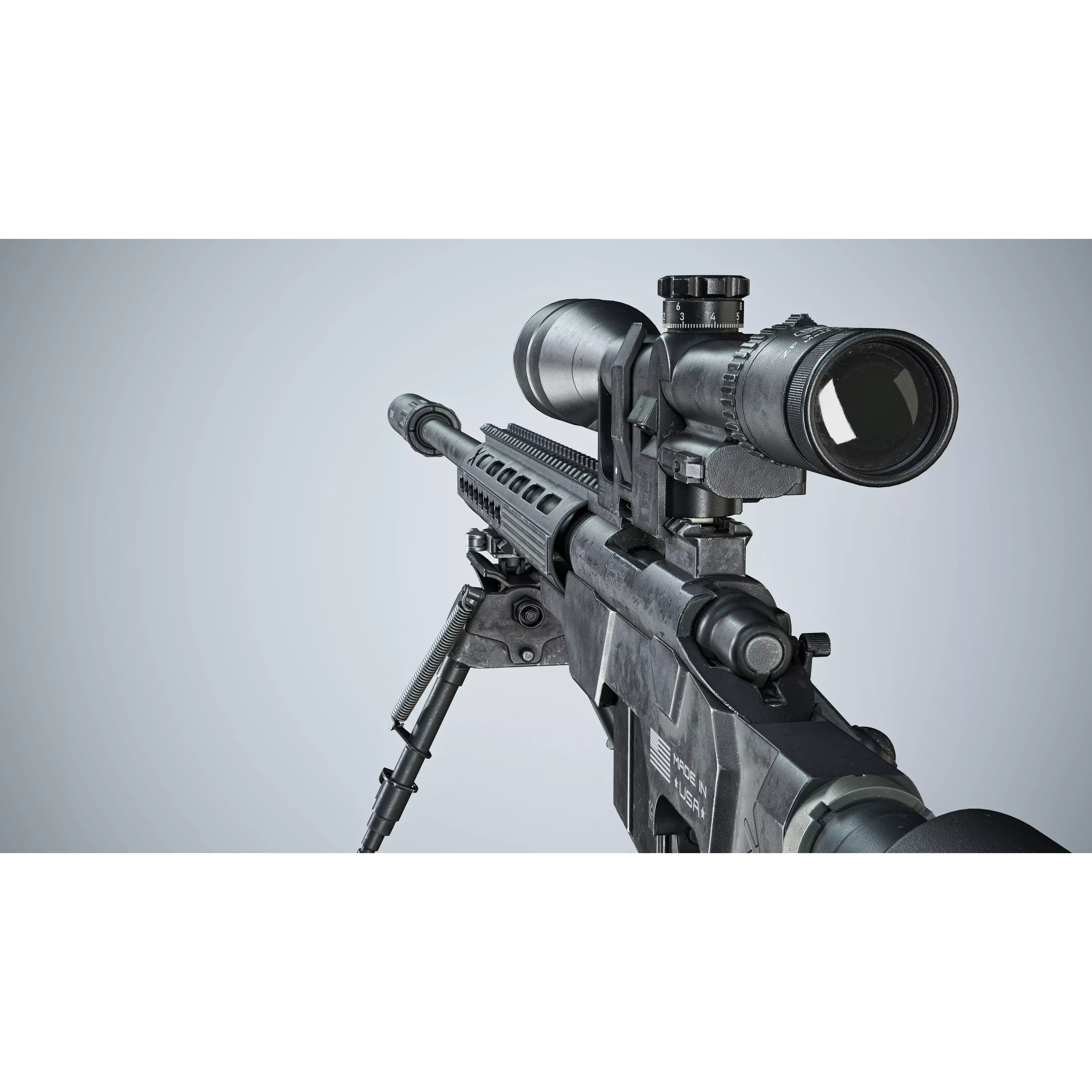 Remington 700 Tactical Sniper Rifle 3D Model – Low Poly Game Asset, FBX, PBR - View 5