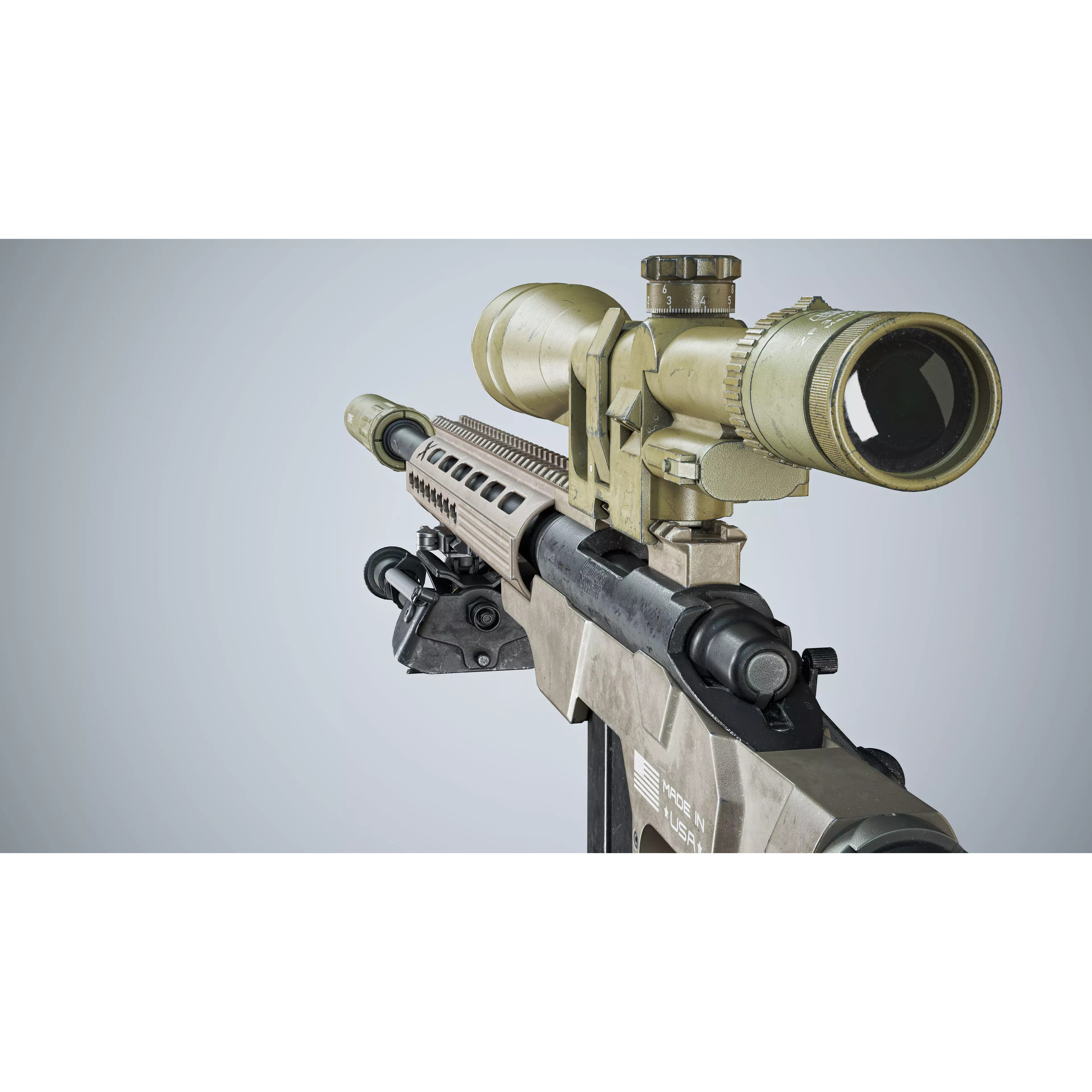 Remington 700 Tactical Sniper Rifle 3D Model – Low Poly Game Asset, FBX, PBR - View 6