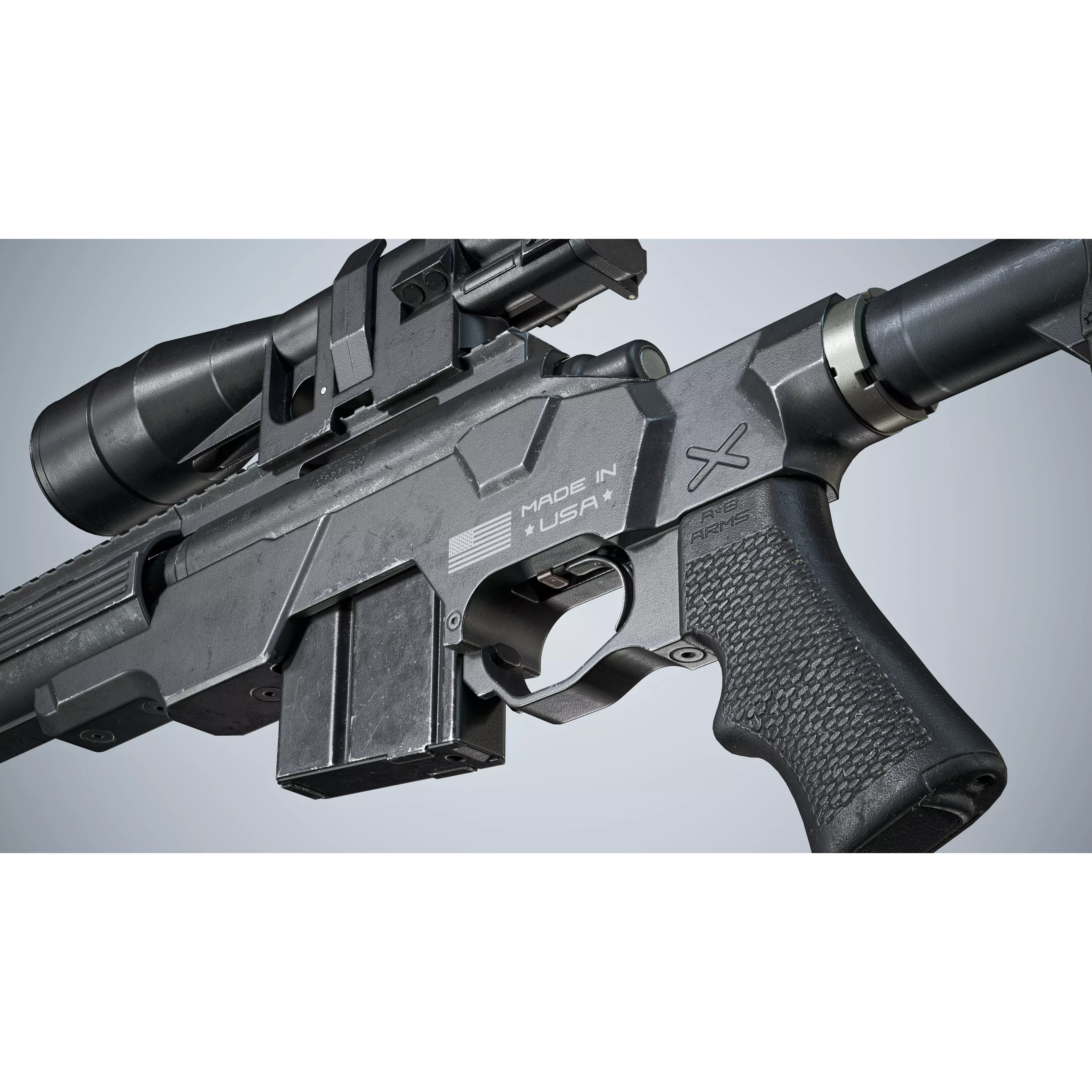 Remington 700 Tactical Sniper Rifle 3D Model – Low Poly Game Asset, FBX, PBR - View 7