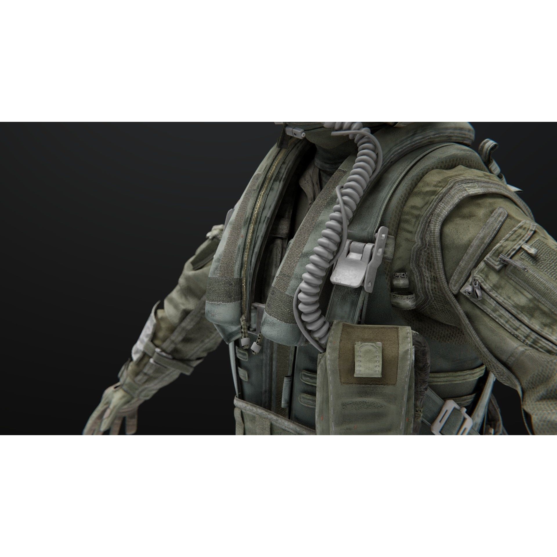 Fighter Pilot 3D Model – High Poly Flight Suit with PBR Textures - View 15