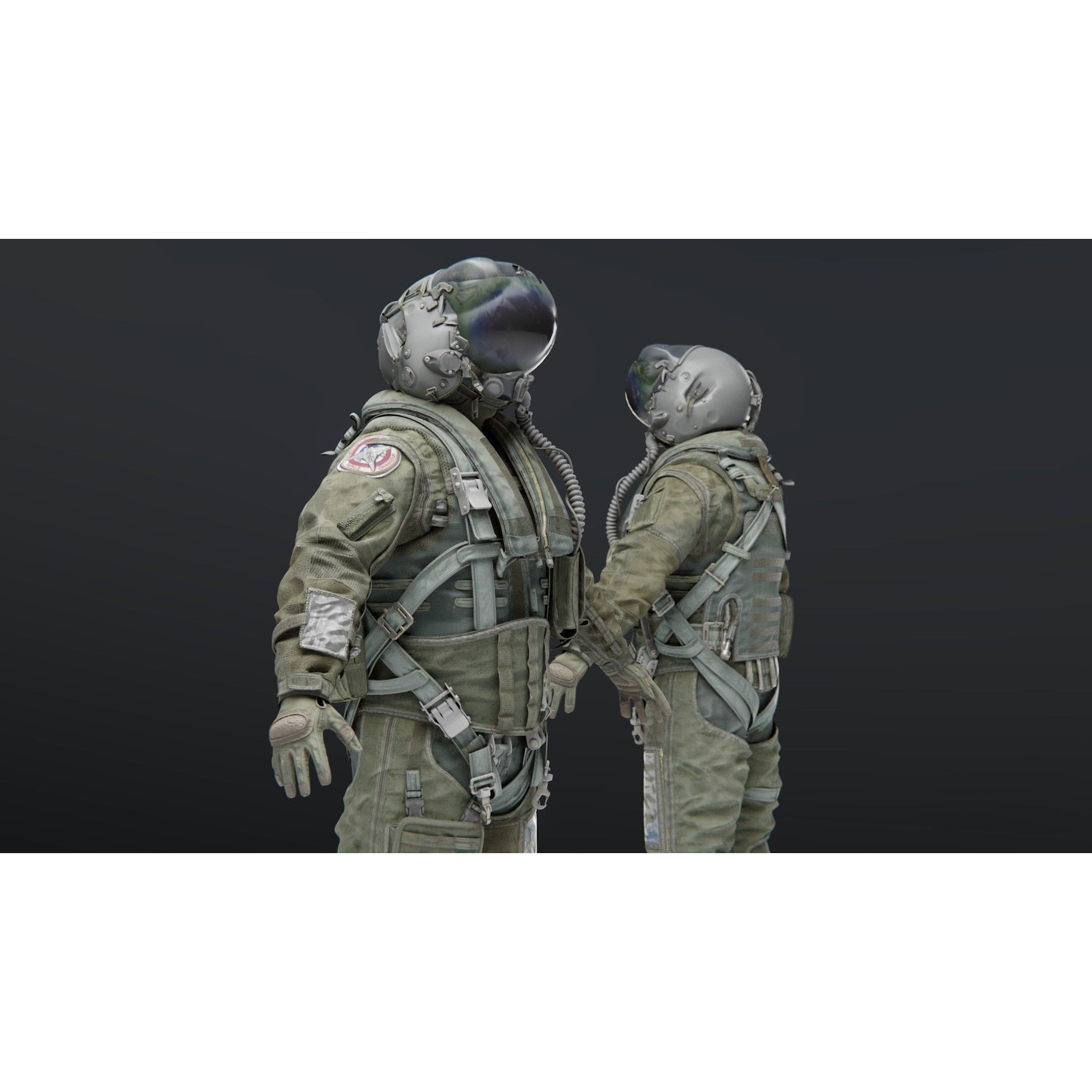 Fighter Pilot 3D Model – High Poly Flight Suit with PBR Textures - View 7