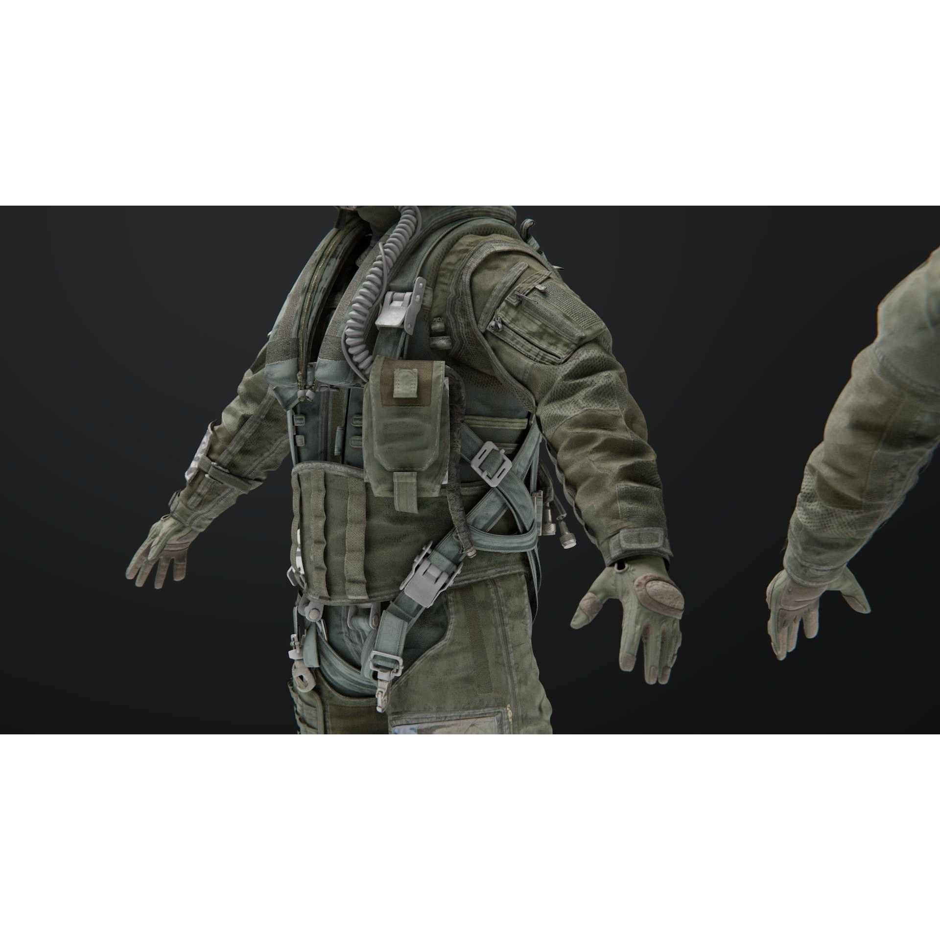 Fighter Pilot 3D Model – High Poly Flight Suit with PBR Textures - View 8