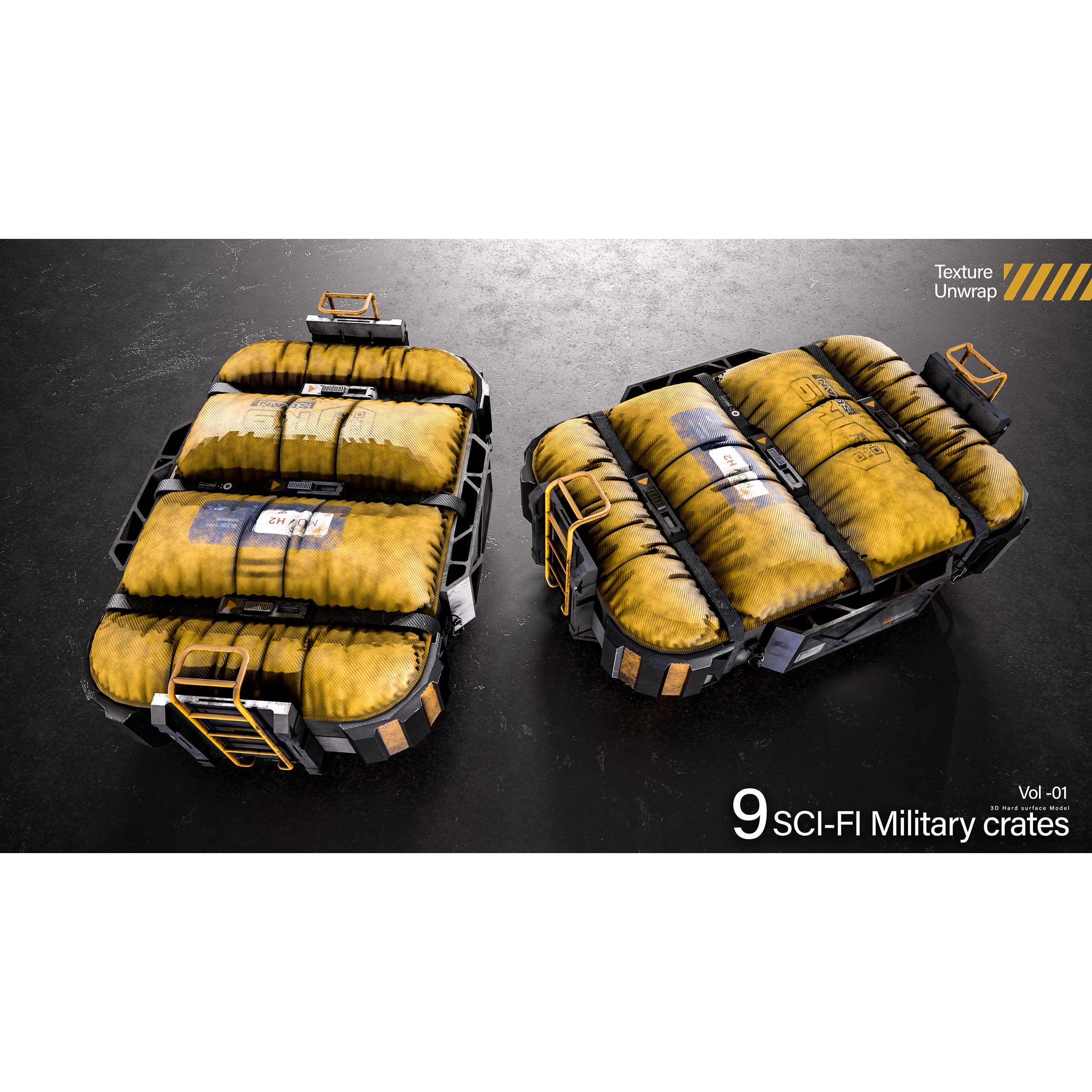 Sci-Fi Military Crates 3D Model – Low Poly Game Ready, FBX, OBJ - View 10