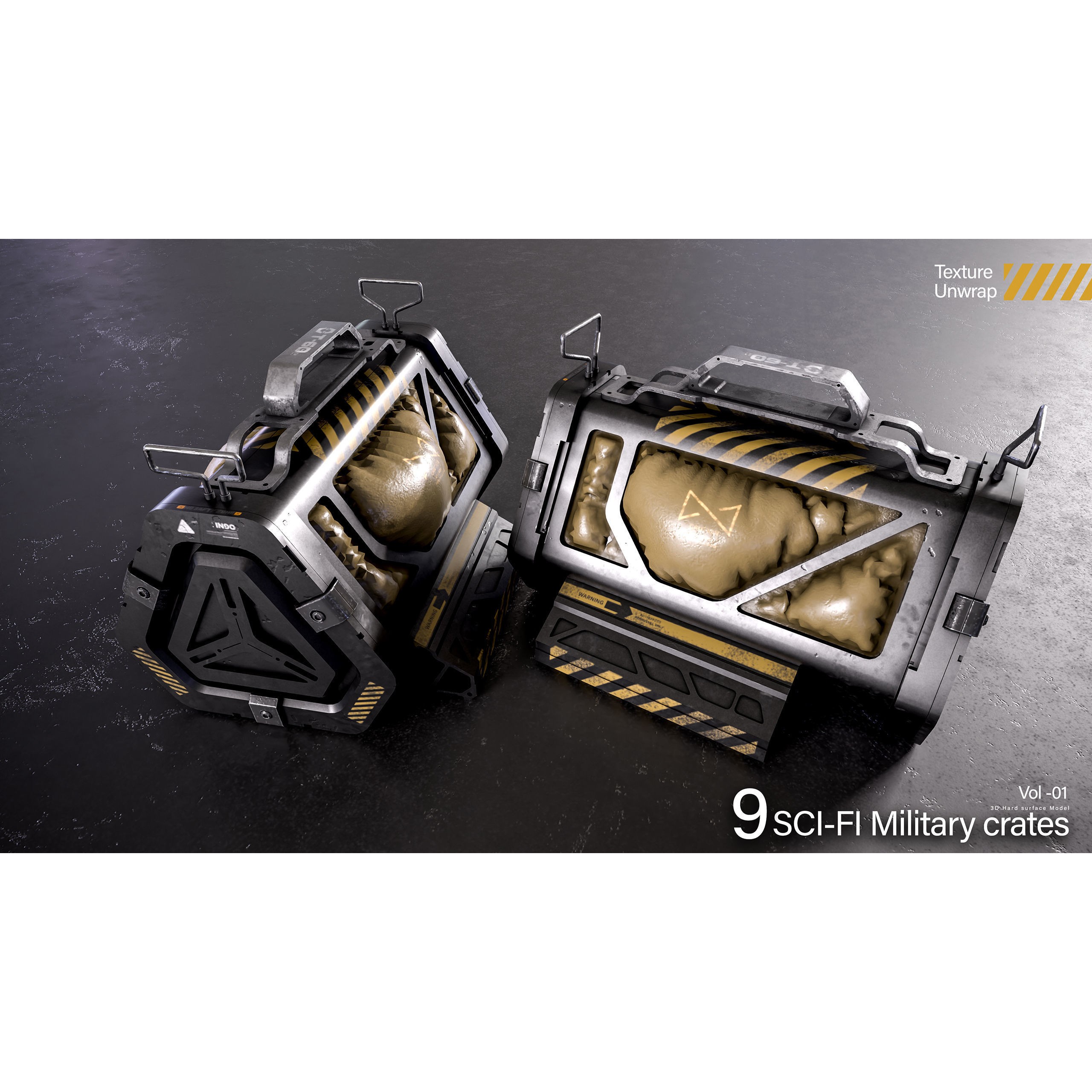 Sci-Fi Military Crates 3D Model – Low Poly Game Ready, FBX, OBJ - View 11