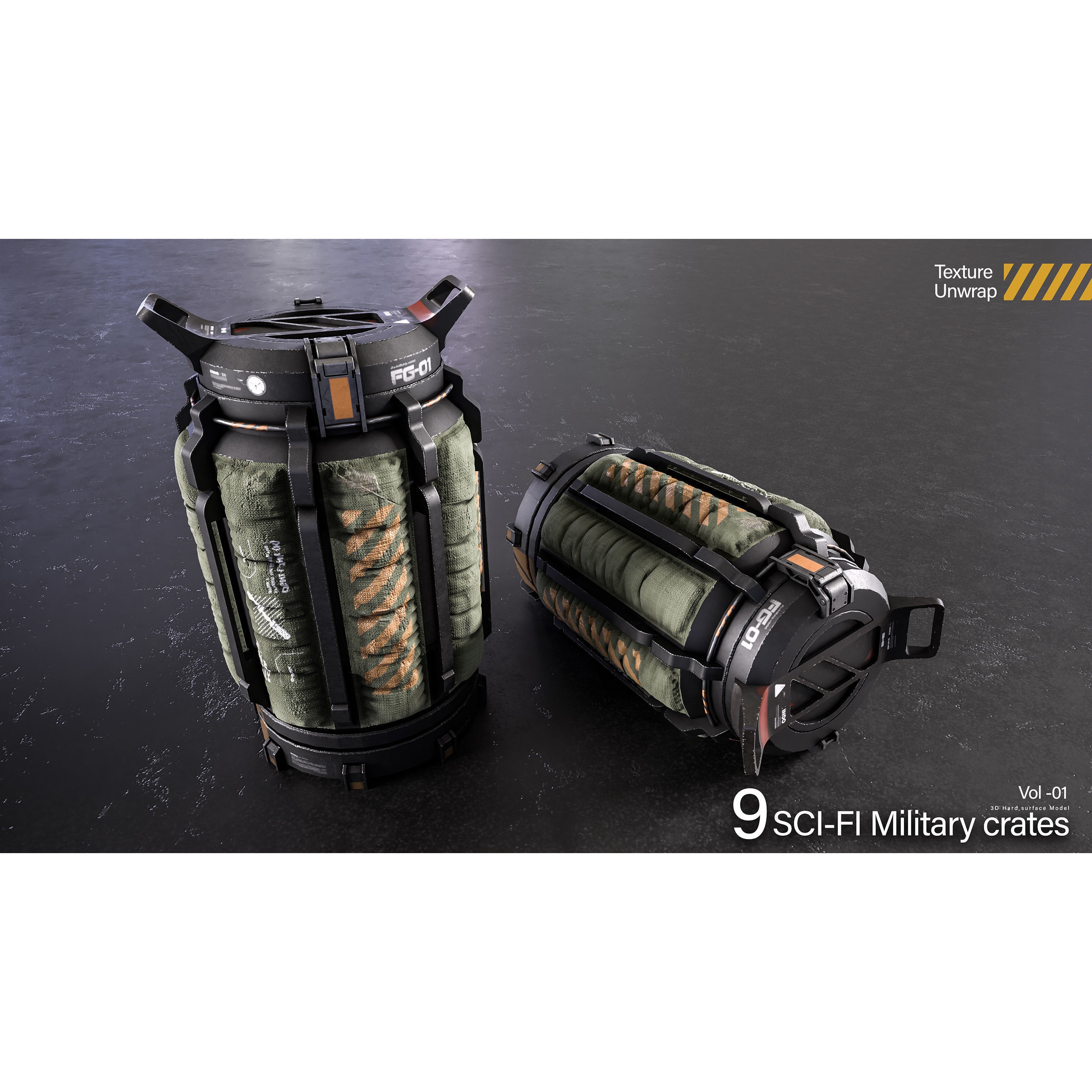 Sci-Fi Military Crates 3D Model – Low Poly Game Ready, FBX, OBJ - View 5