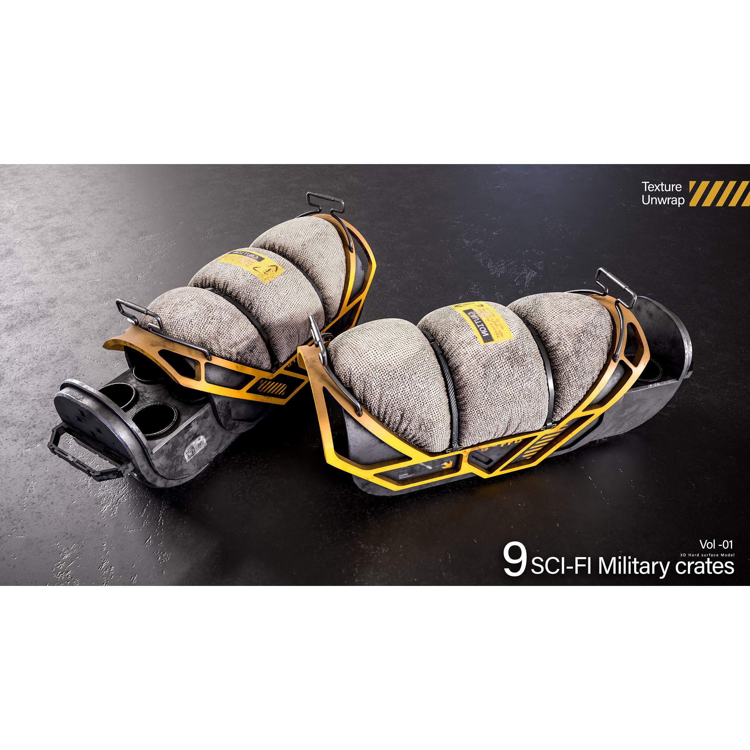 Sci-Fi Military Crates 3D Model – Low Poly Game Ready, FBX, OBJ - View 9