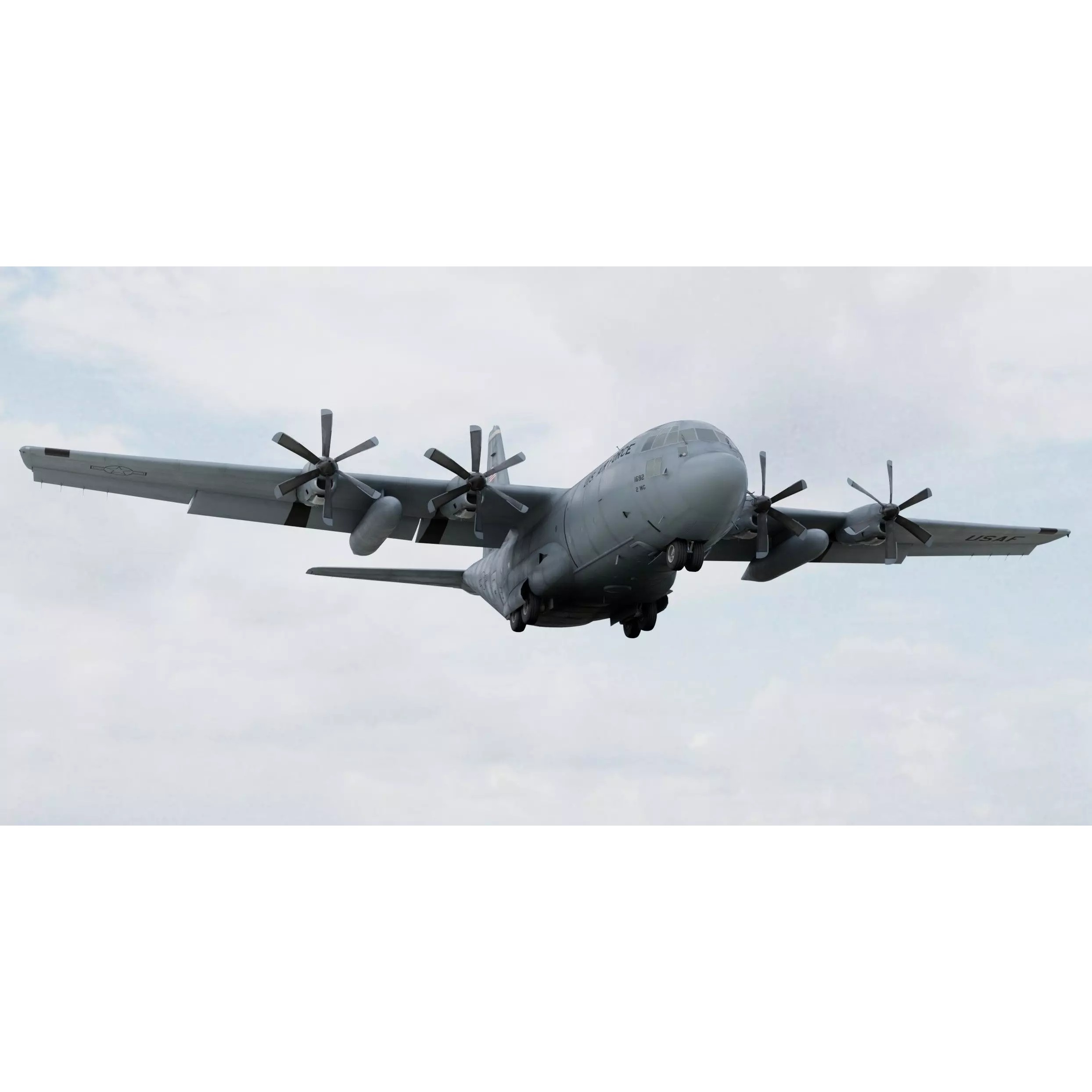 Lockheed C-130 Hercules 3D Model – High-Resolution Military Aircraft, FBX - View 3