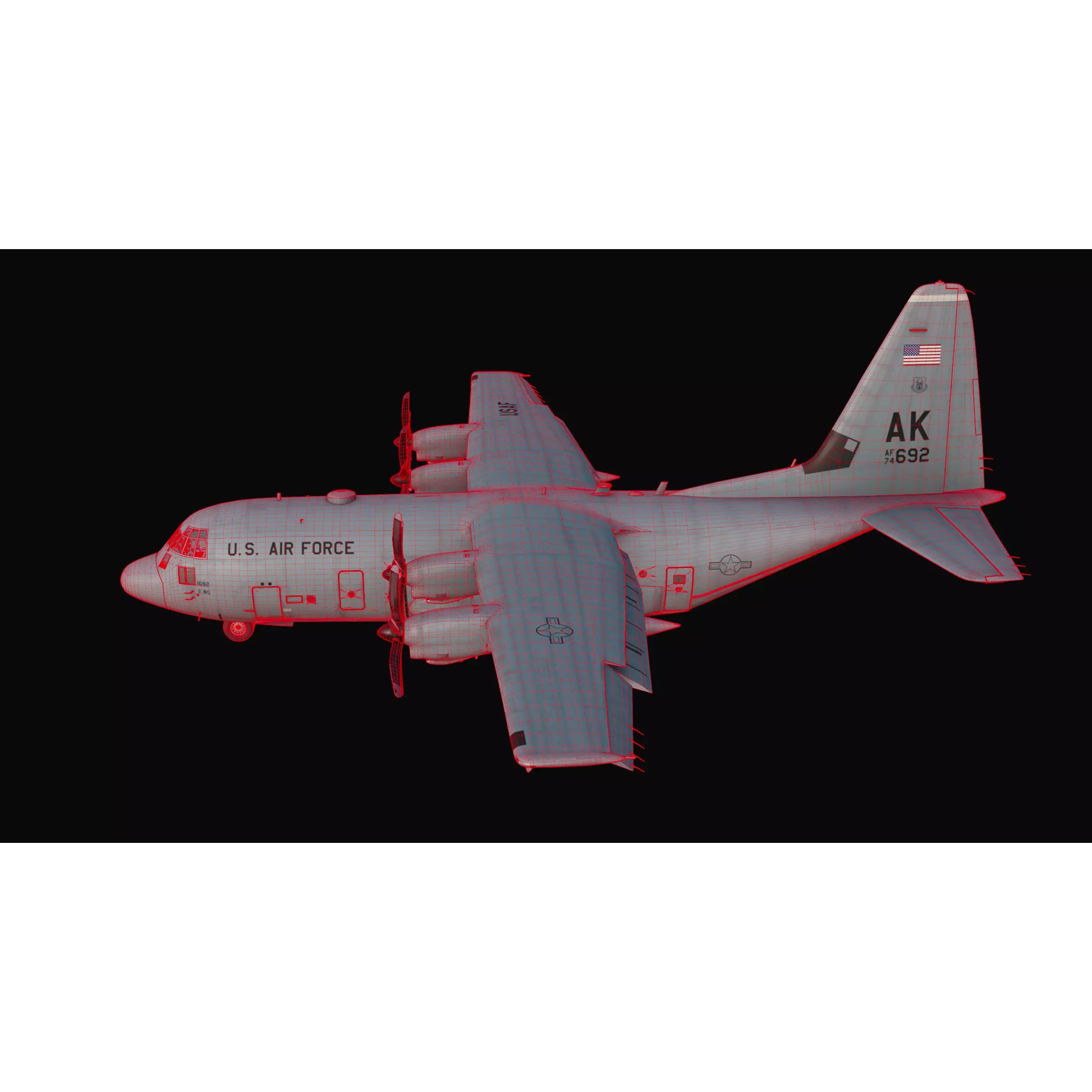 Lockheed C-130 Hercules 3D Model – High-Resolution Military Aircraft, FBX - View 9