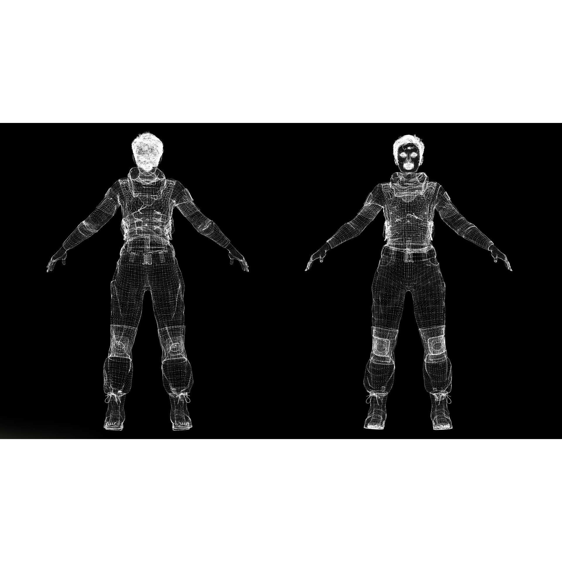 Amelia 3D Model – Low Poly Military Muse with Rigging and PBR Textures - View 12