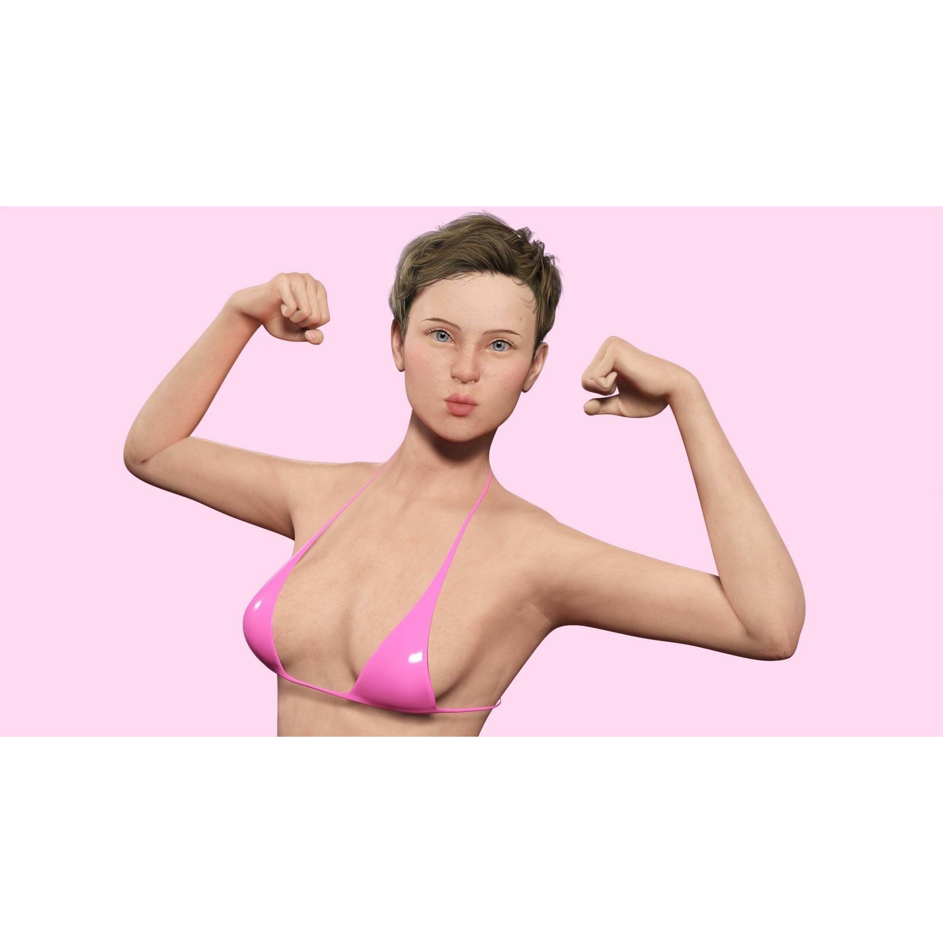 Amelia 3D Model – Low Poly Military Muse with Rigging and PBR Textures - View 19