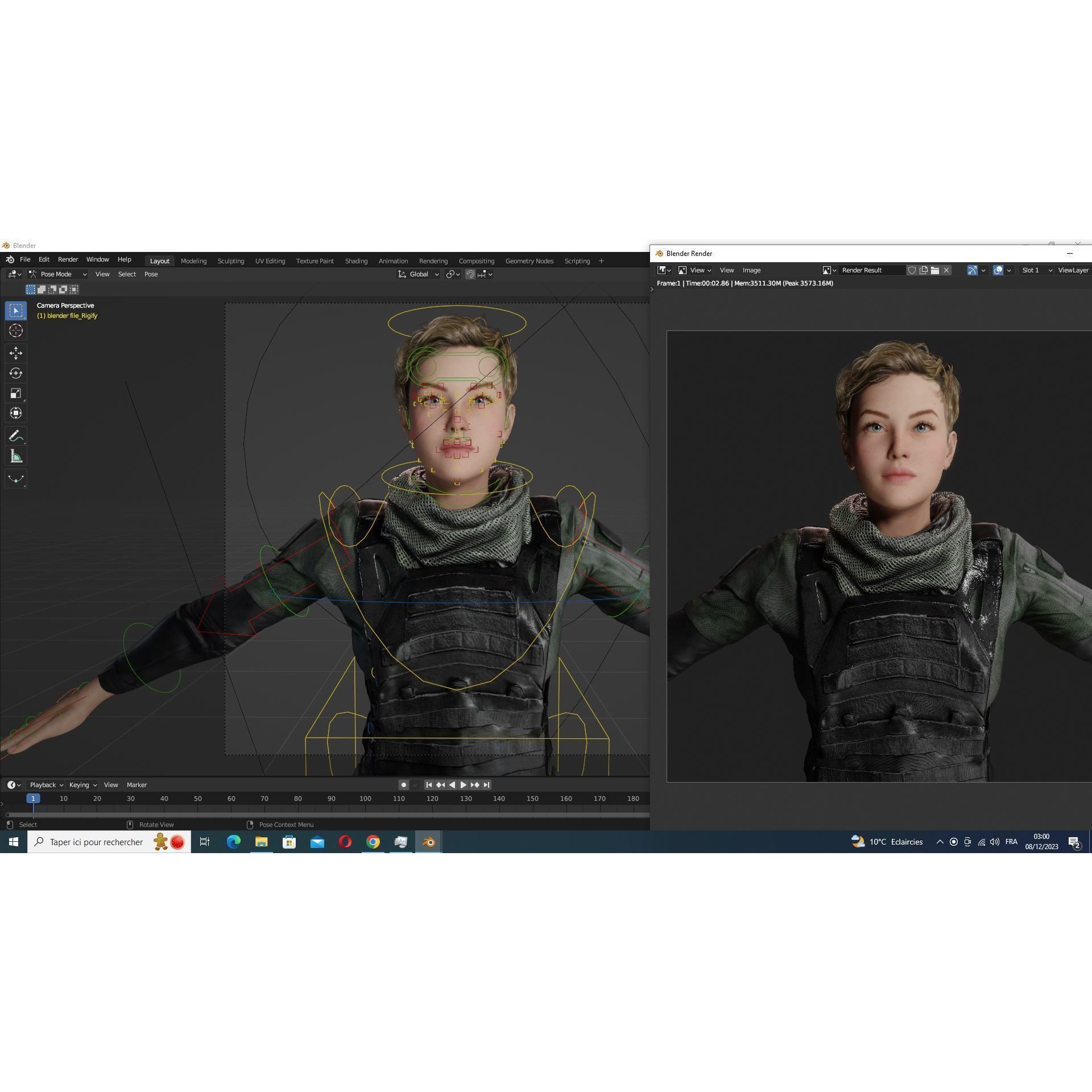 Amelia 3D Model – Low Poly Military Muse with Rigging and PBR Textures - View 28