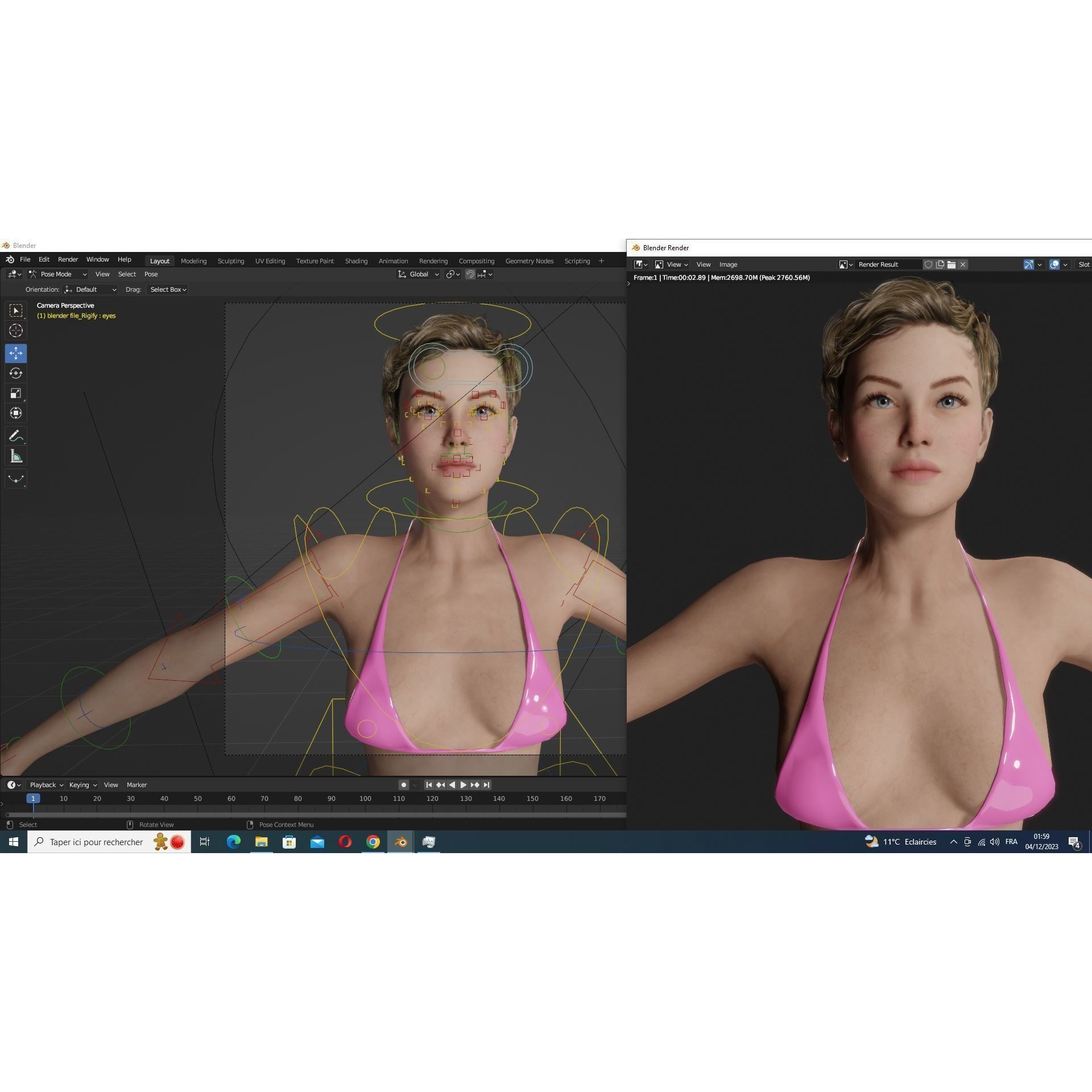 Amelia 3D Model – Low Poly Military Muse with Rigging and PBR Textures - View 31