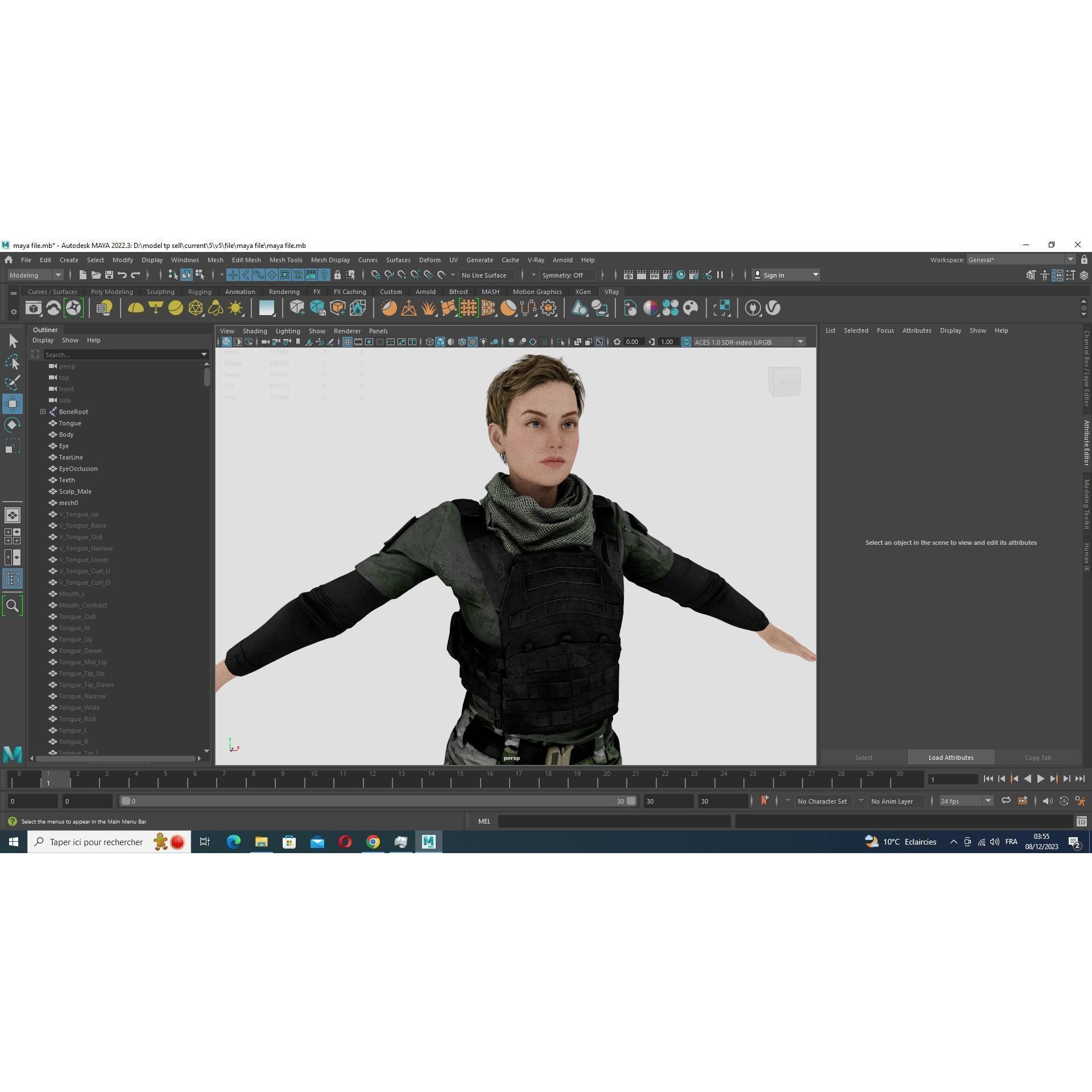 Amelia 3D Model – Low Poly Military Muse with Rigging and PBR Textures - View 35