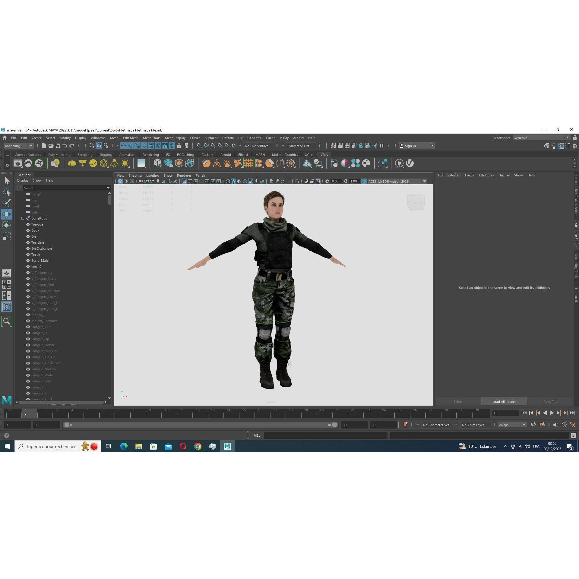 Amelia 3D Model – Low Poly Military Muse with Rigging and PBR Textures - View 36