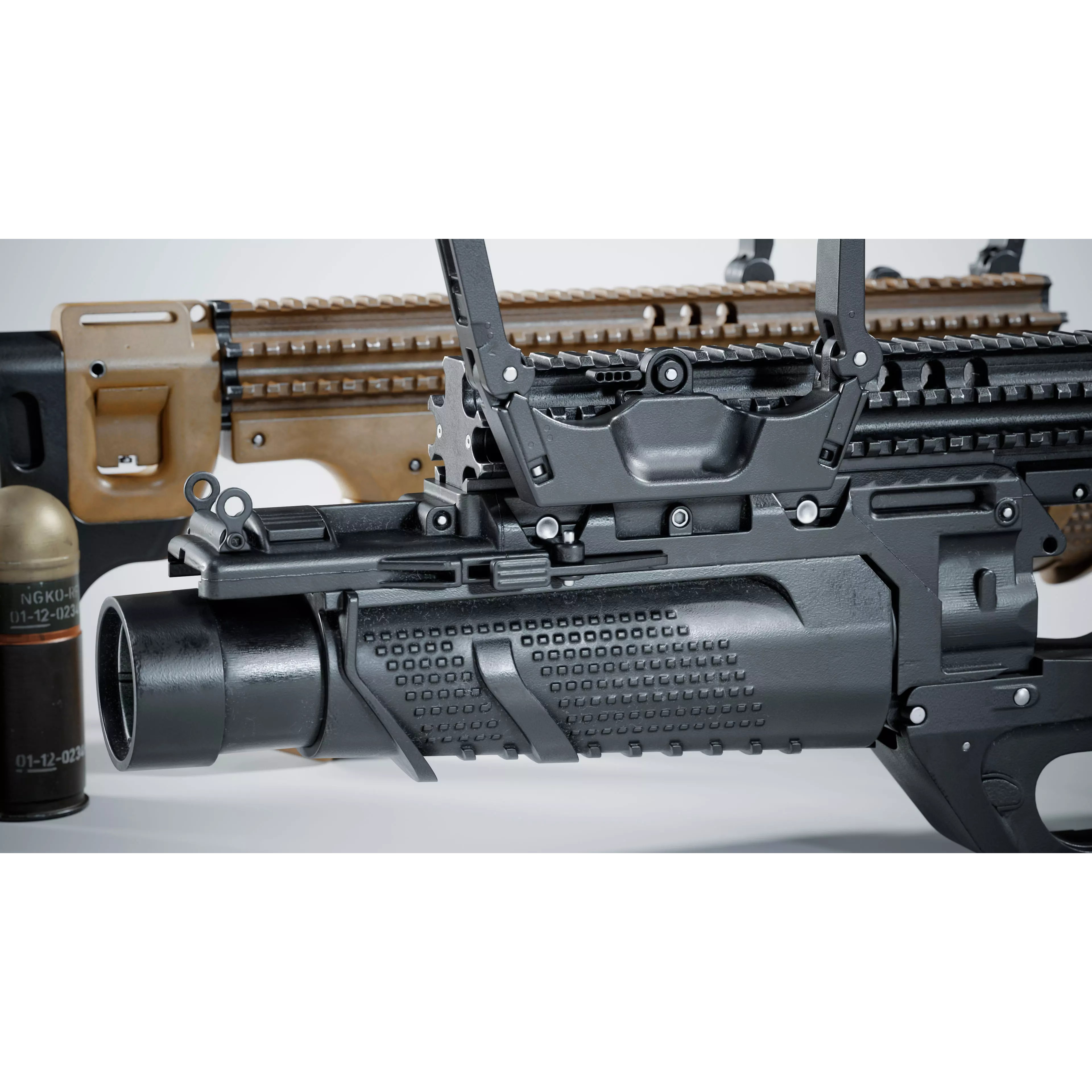 FN 40GL-S Grenade Launcher 3D Model – Low Poly Game Asset, FBX - View 10