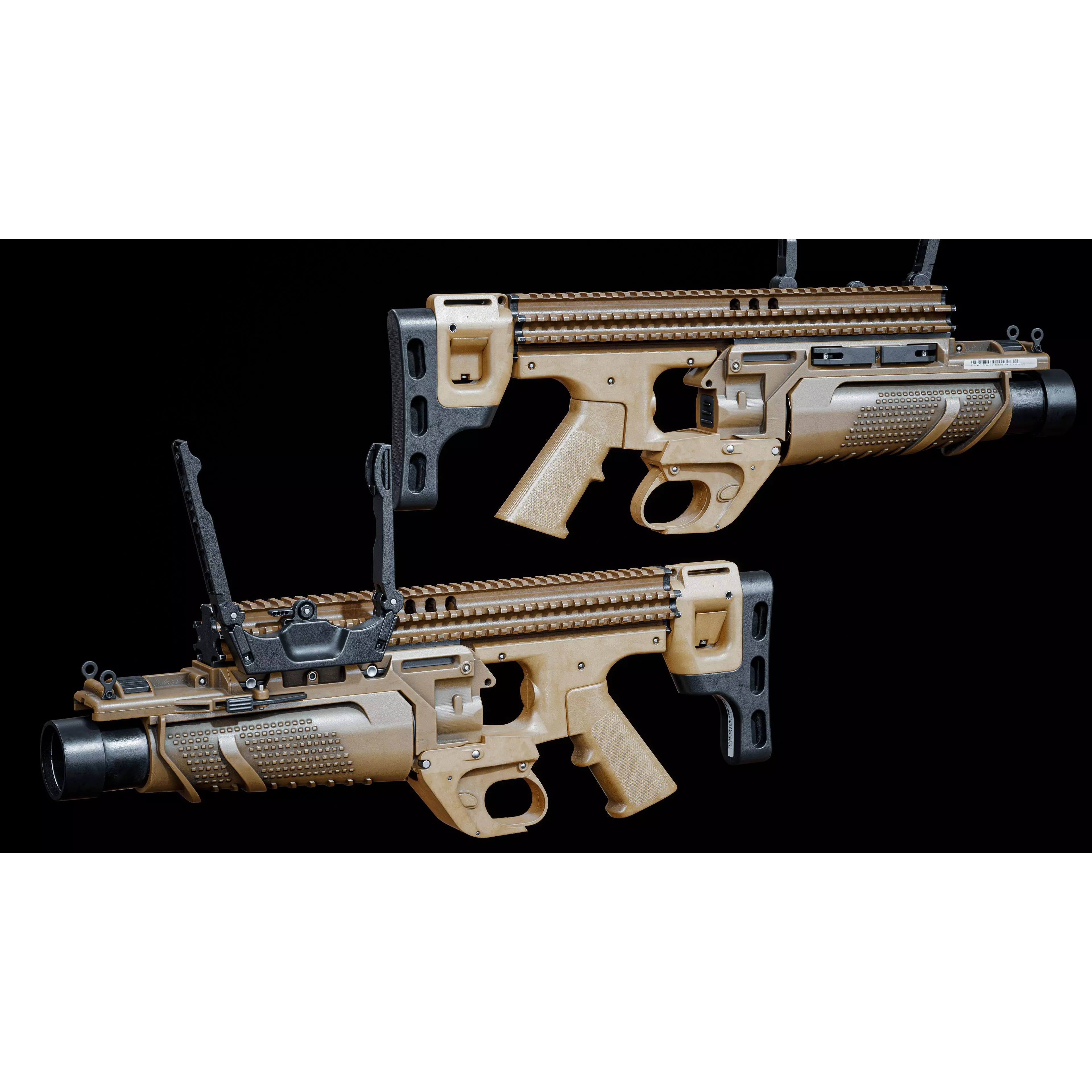 FN 40GL-S Grenade Launcher 3D Model – Low Poly Game Asset, FBX - View 14