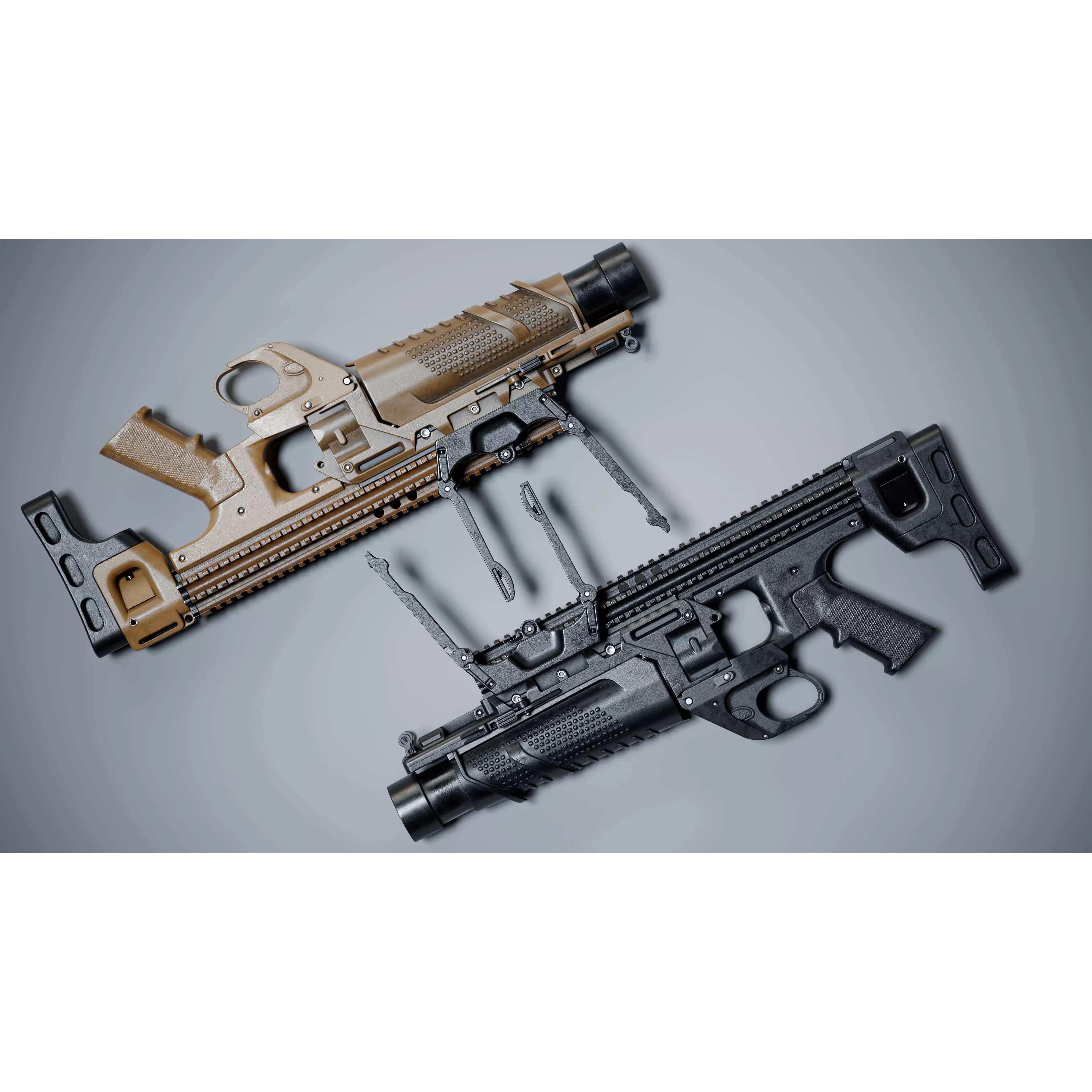 FN 40GL-S Grenade Launcher 3D Model – Low Poly Game Asset, FBX - View 3