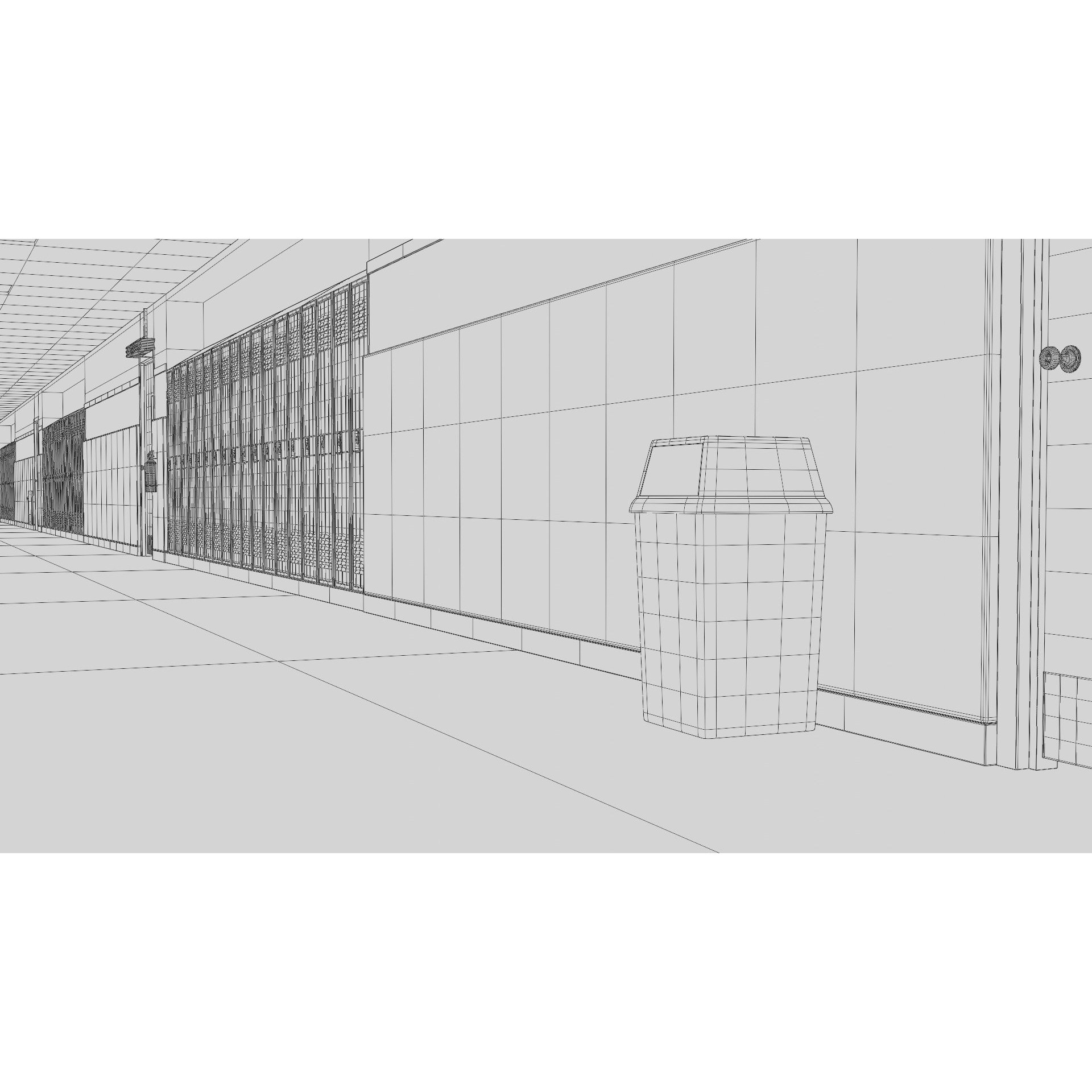 School Hallway - Game-Ready 3D Model