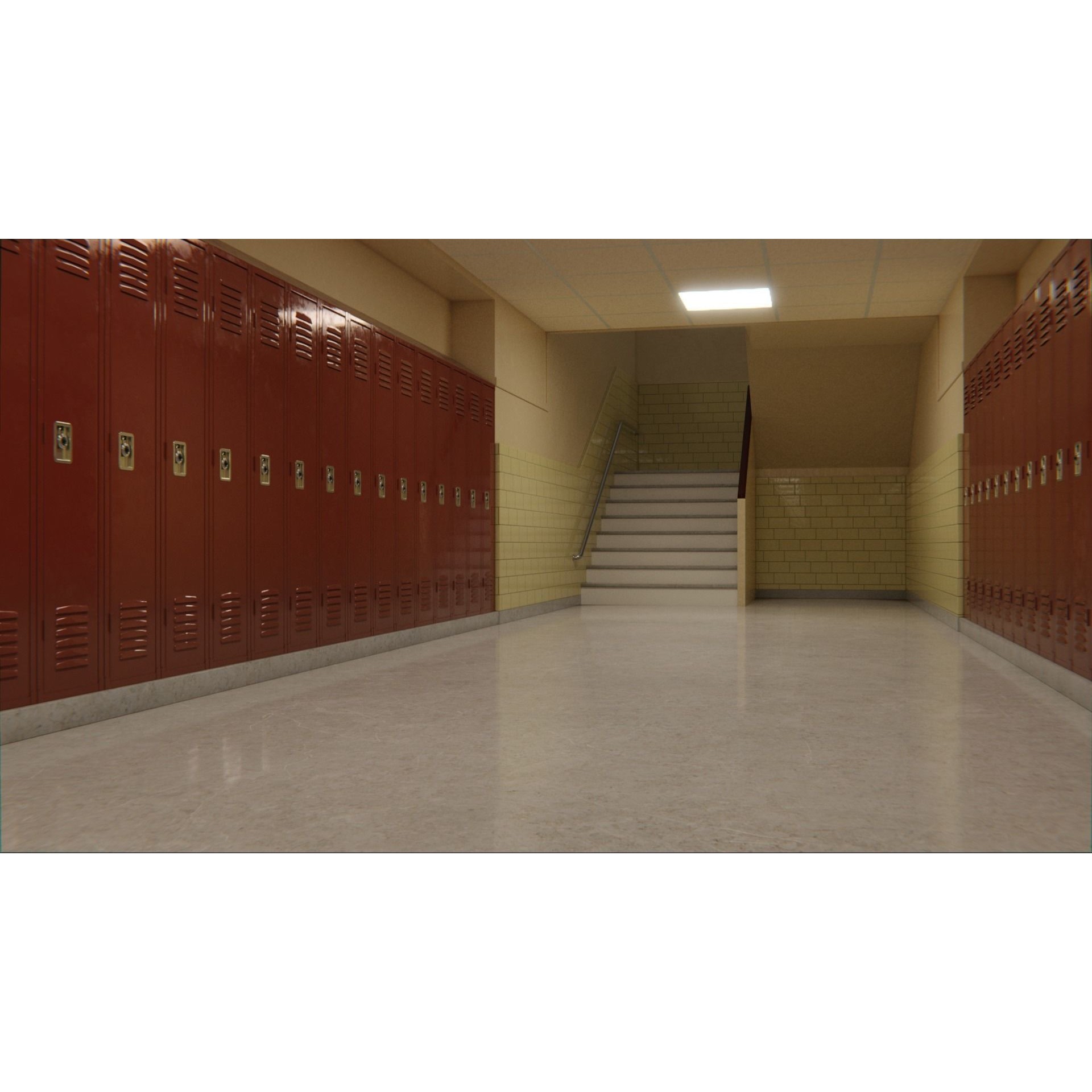 School Hallway - Game-Ready 3D Model - View 15
