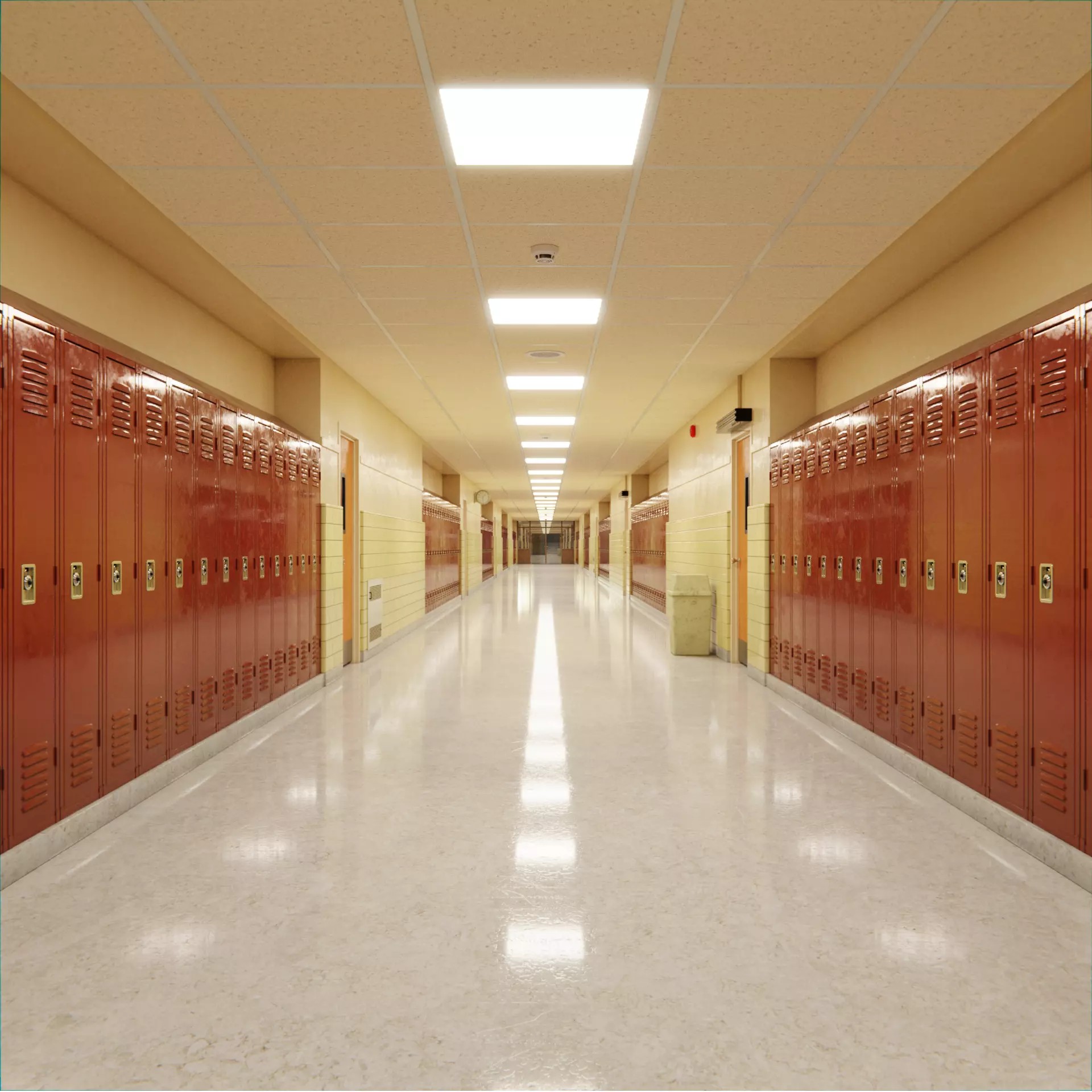 School Hallway - Game-Ready 3D Model - View 2