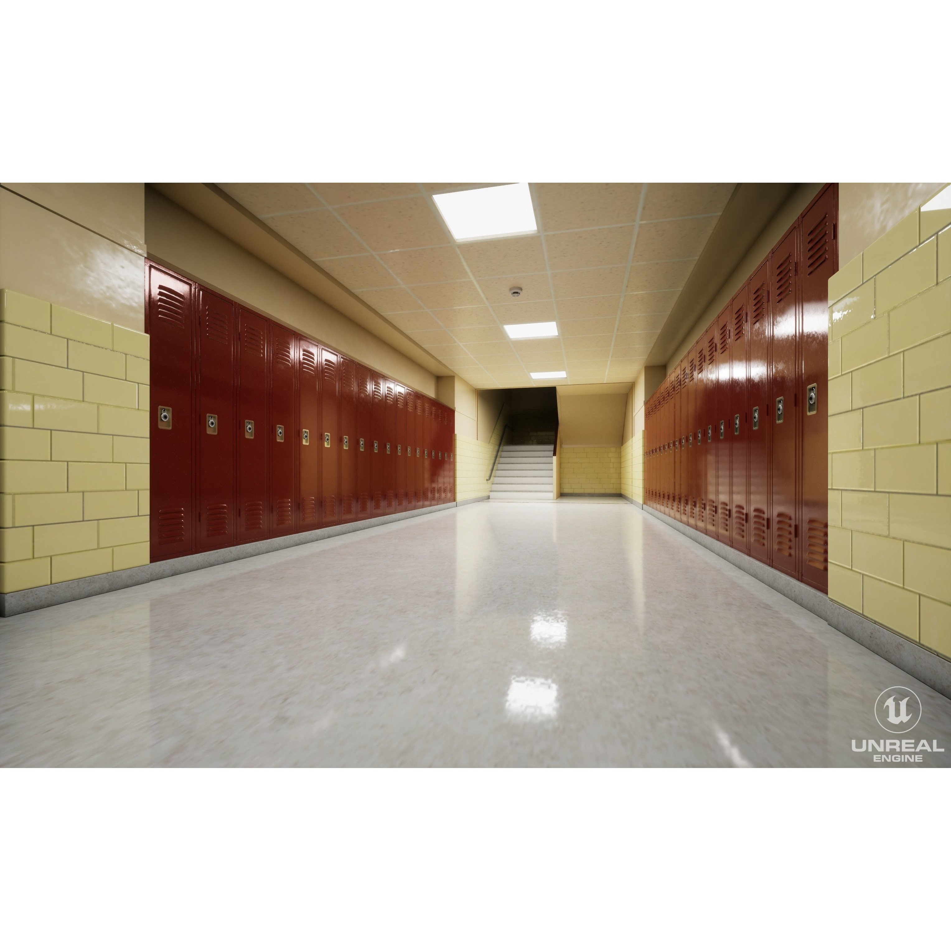 School Hallway - Game-Ready 3D Model - View 20