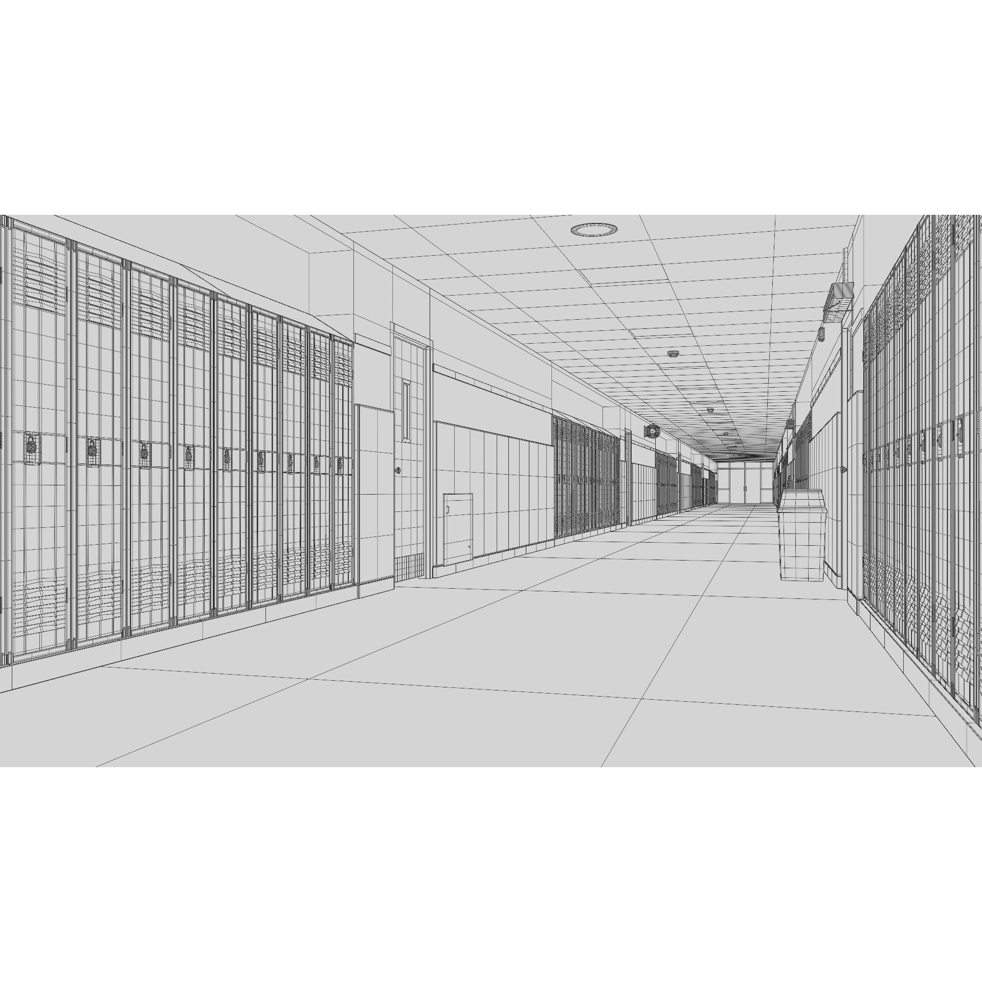School Hallway - Game-Ready 3D Model - View 26