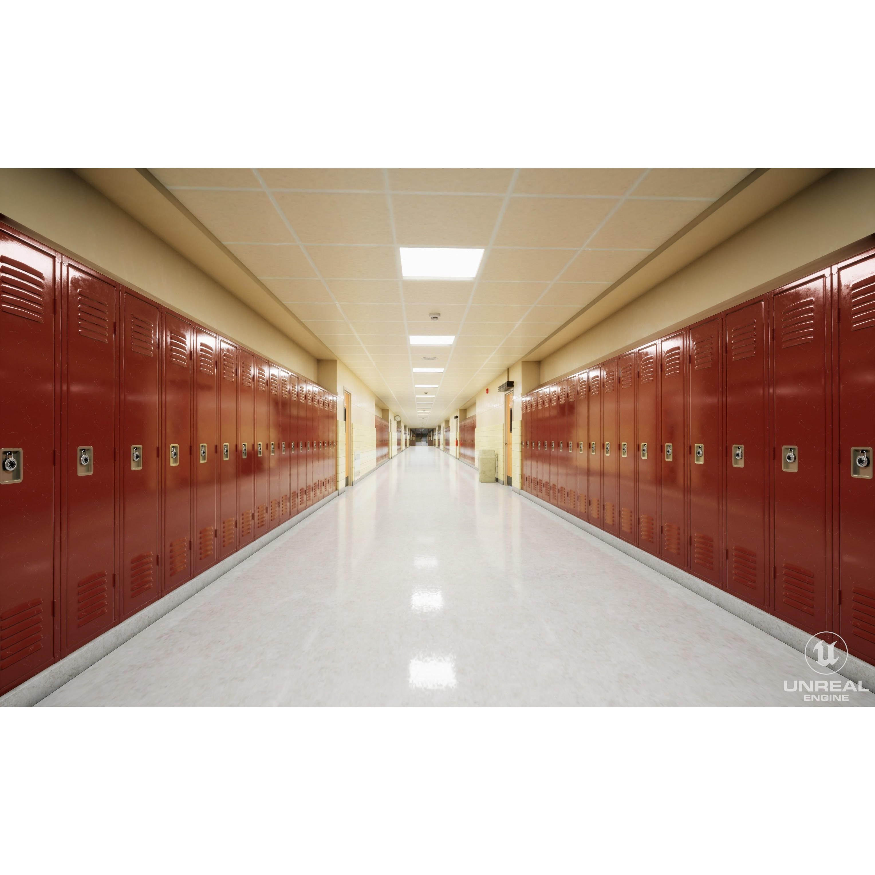 School Hallway - Game-Ready 3D Model - View 3