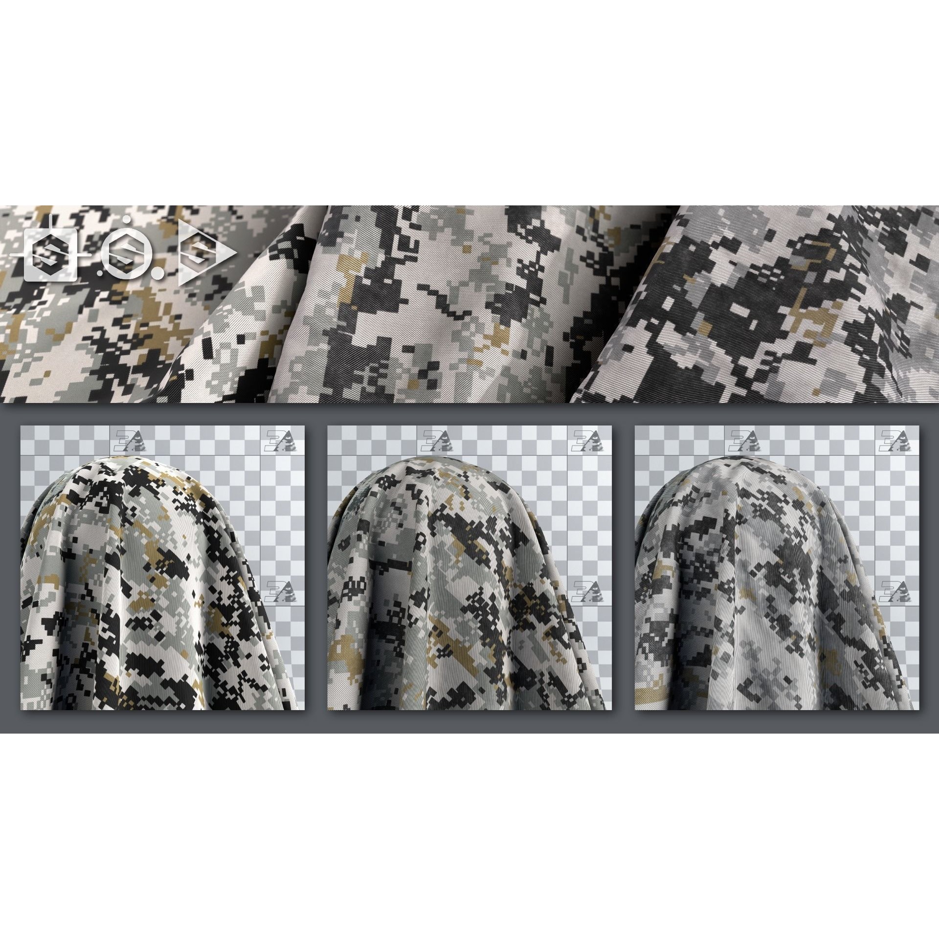 USMC Camo Generator Texture 3D Model – Procedural Military Fabric, SBSAR - View 6