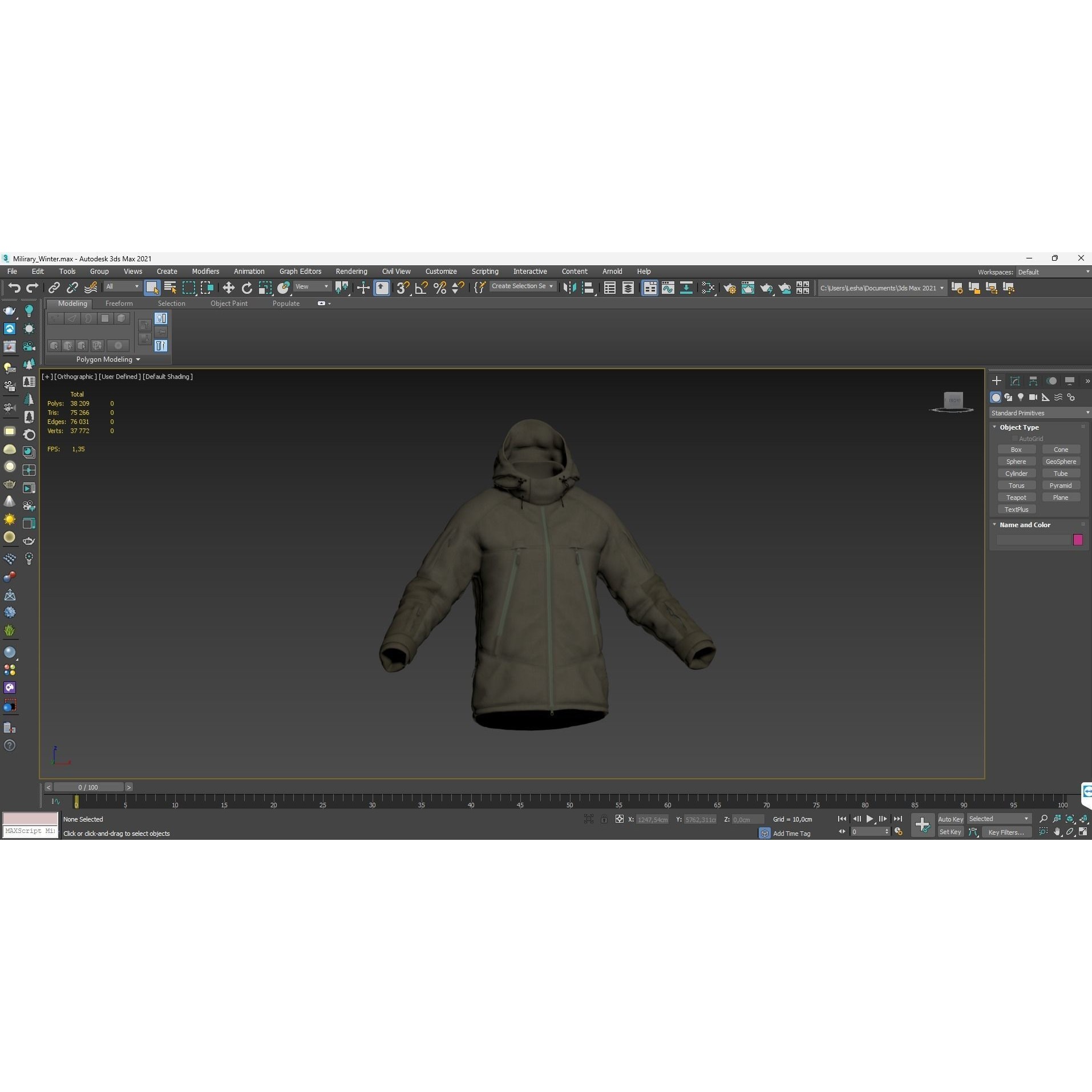 Jacket 3D Model – Low Poly Rigged Military Outfit for Games - View 4