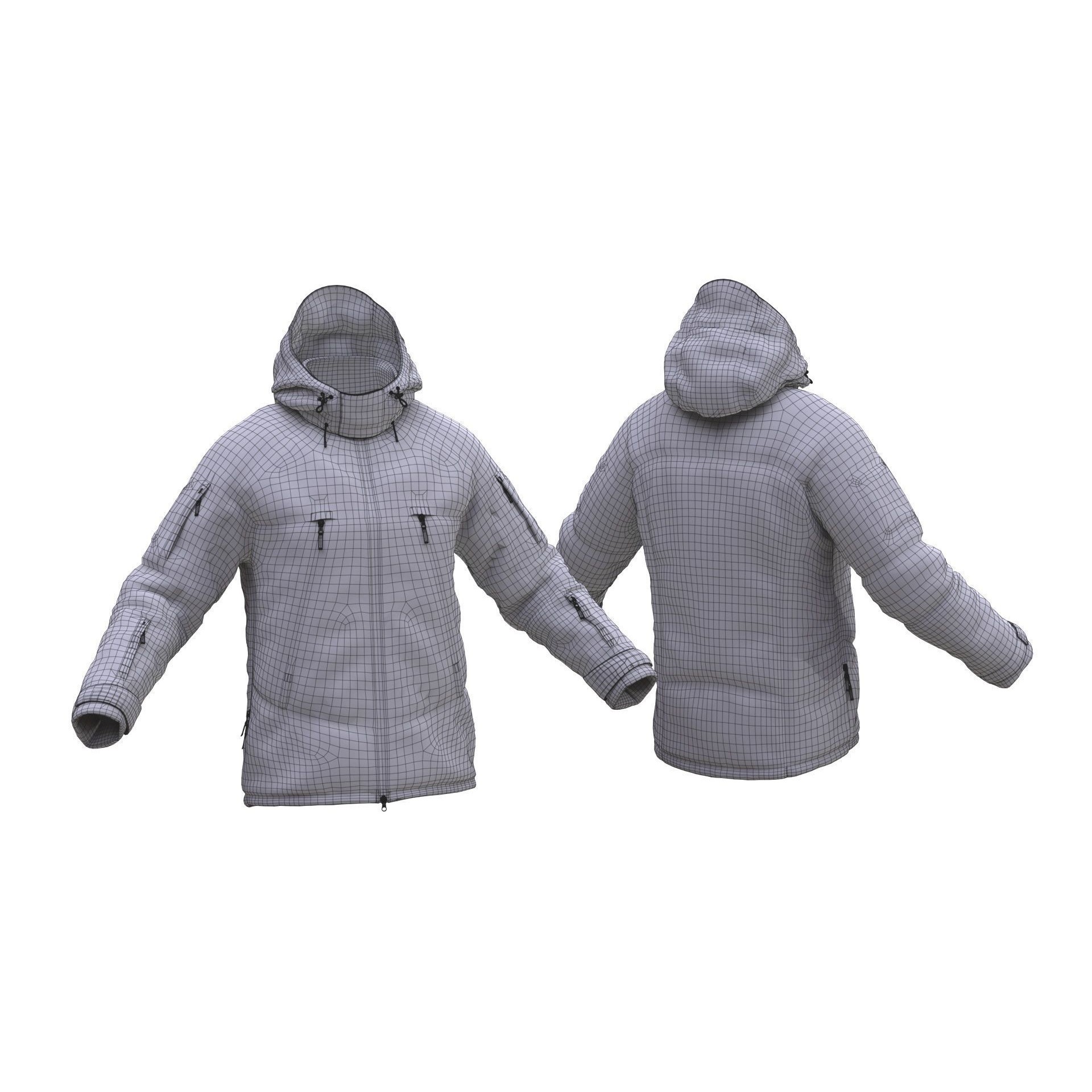 Jacket 3D Model – Low Poly Rigged Military Outfit for Games - View 5