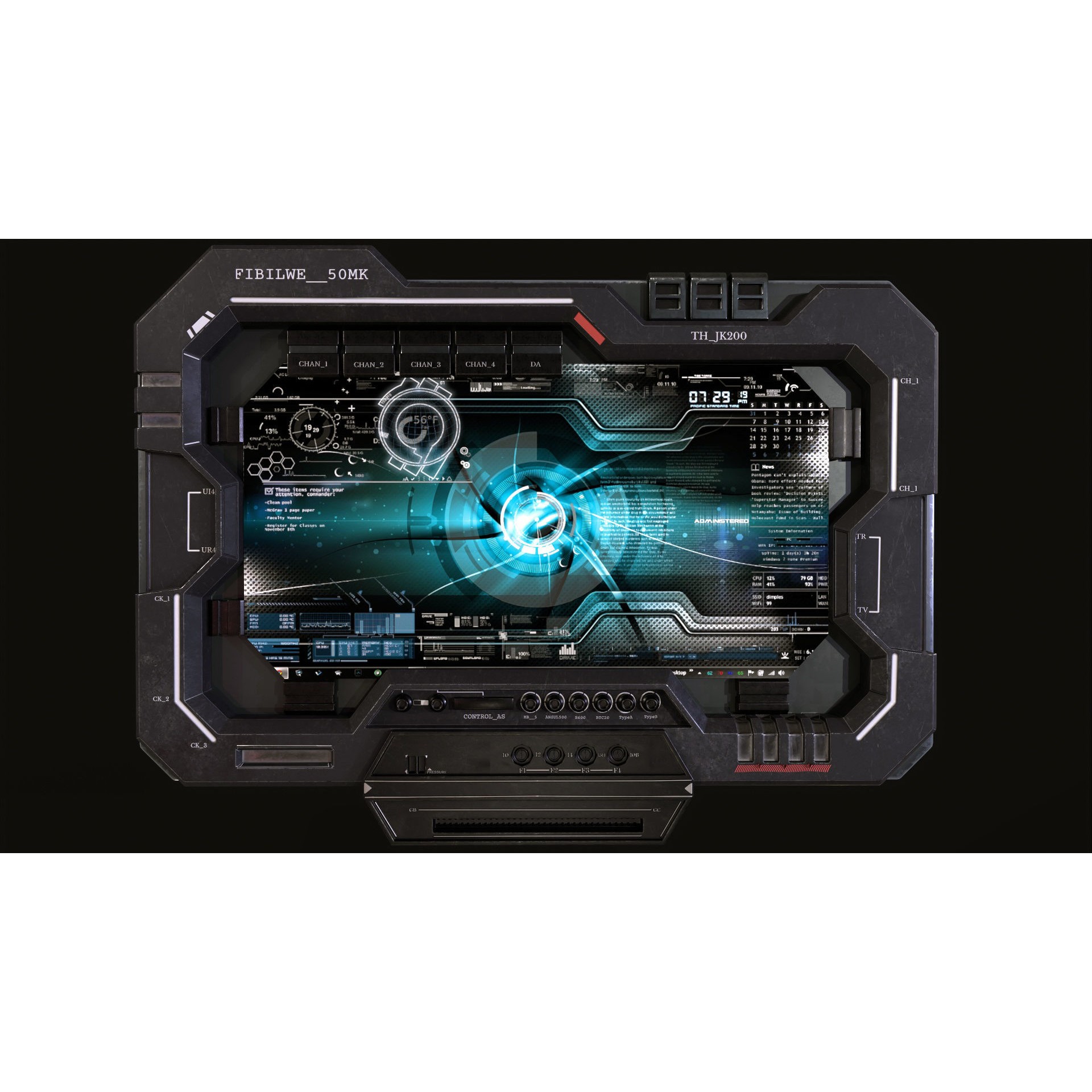 Control Panel Screen 3D Model – Low Poly PBR Asset, FBX, OBJ, Blender - View 15