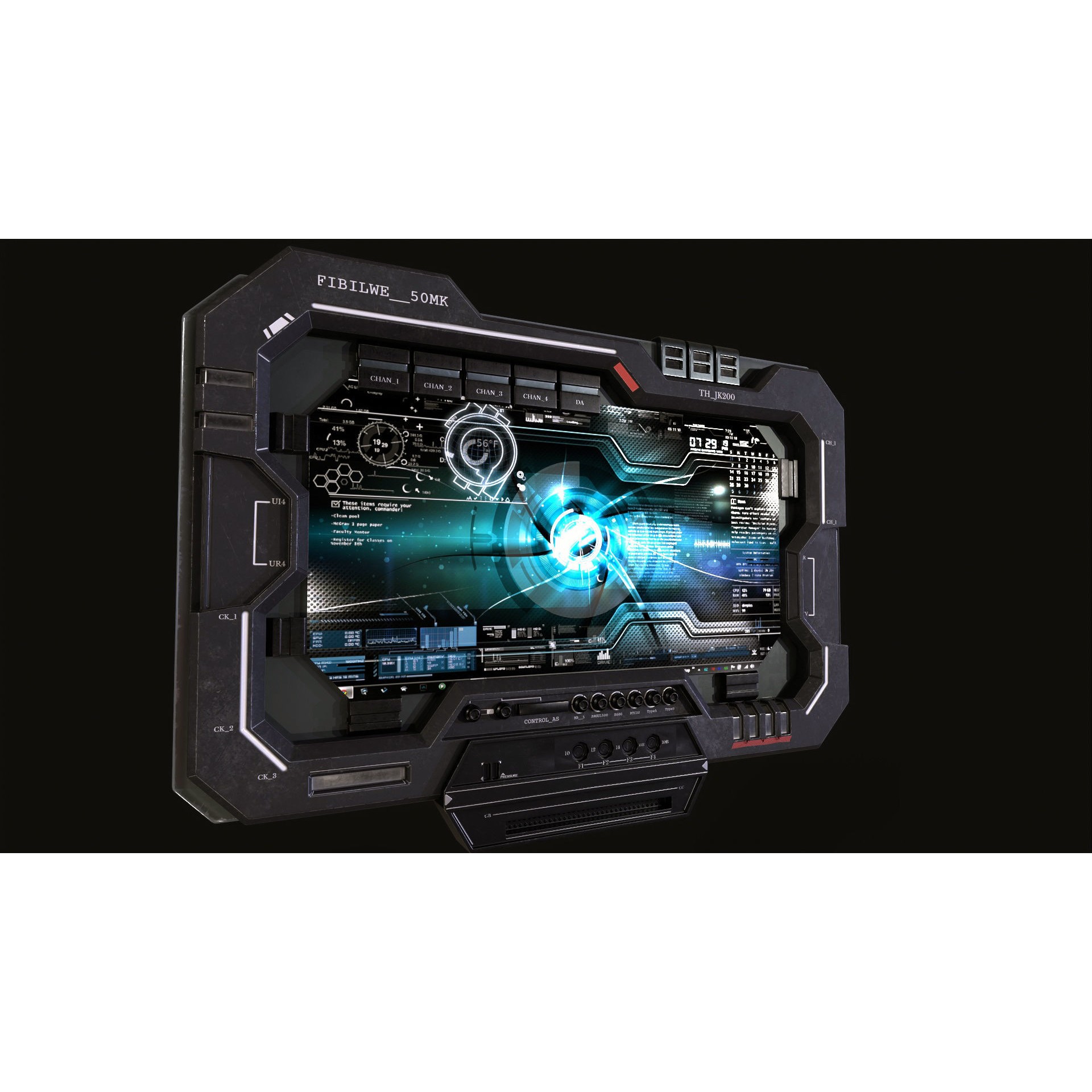 Control Panel Screen 3D Model – Low Poly PBR Asset, FBX, OBJ, Blender - View 16