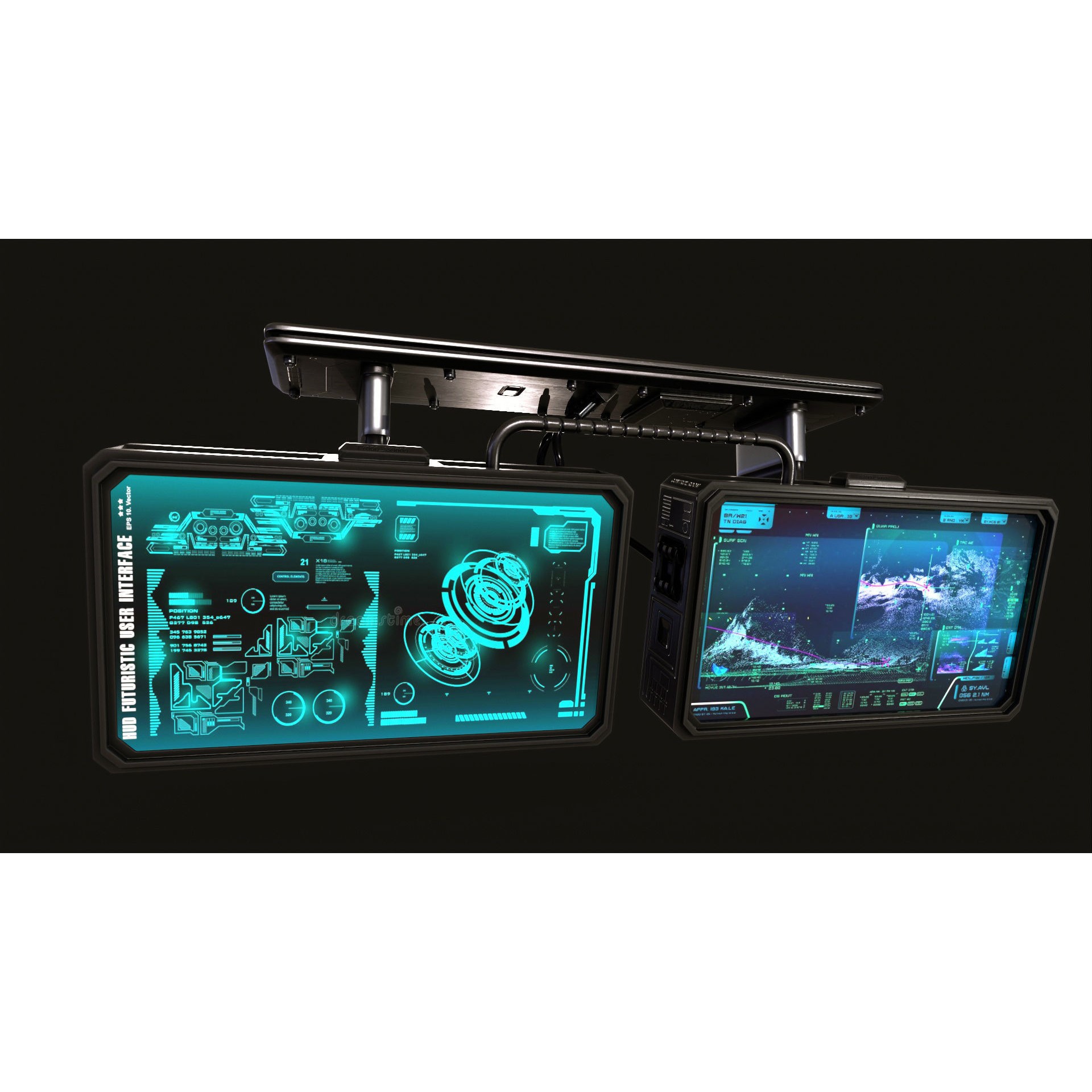 Control Panel Screen 3D Model – Low Poly PBR Asset, FBX, OBJ, Blender - View 4