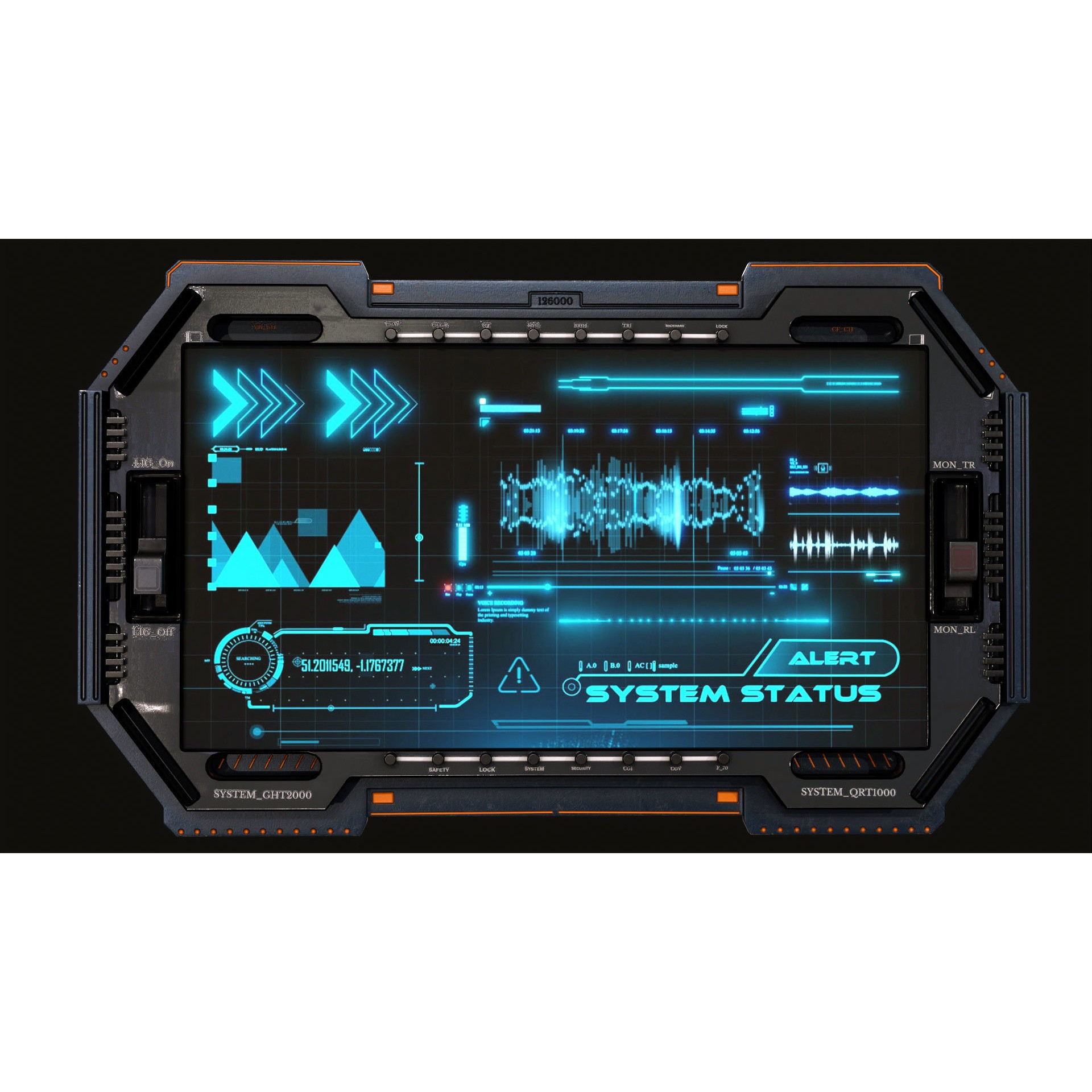 Control Panel Screen 3D Model – Low Poly PBR Asset, FBX, OBJ, Blender - View 7