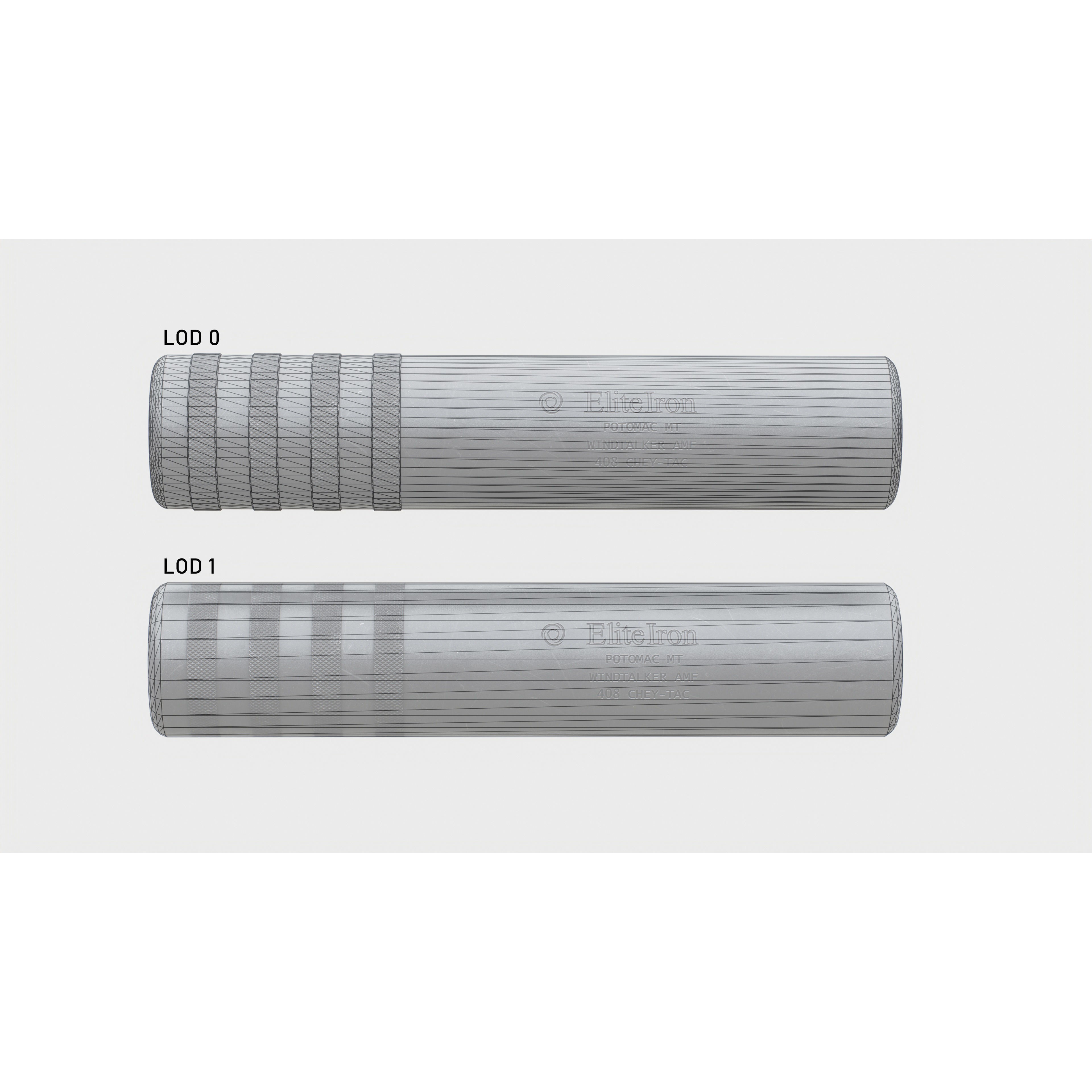 Elite Iron Windtalker AMF 408 CheyTac Suppressor 3D Model – Low Poly Game Asset, FBX - View 19
