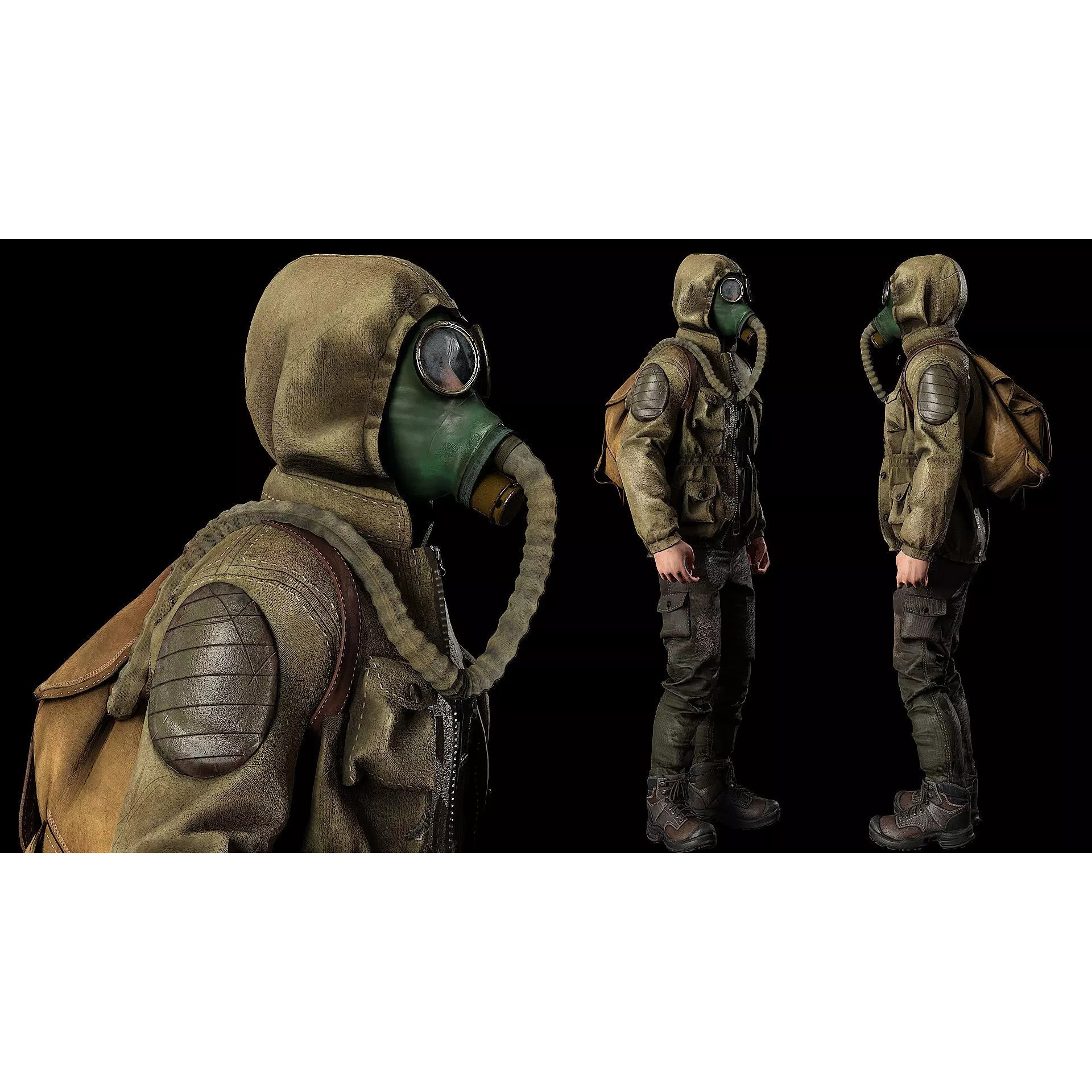 Post Apocalyptic Survivor 3D Model – Low Poly Game Ready Character, FBX - View 2