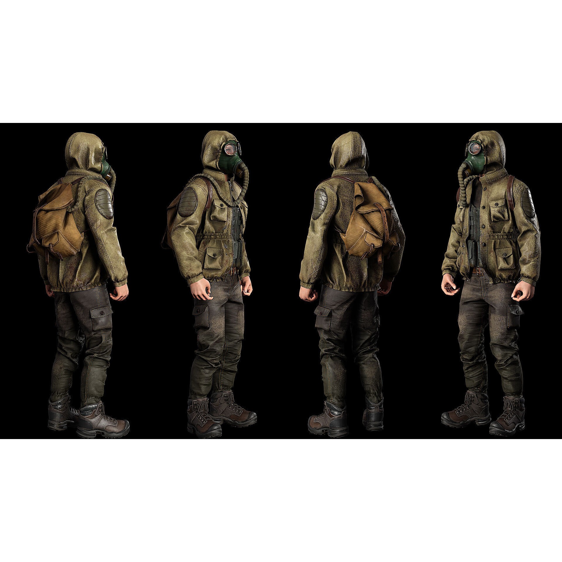 Post Apocalyptic Survivor 3D Model – Low Poly Game Ready Character, FBX - View 3