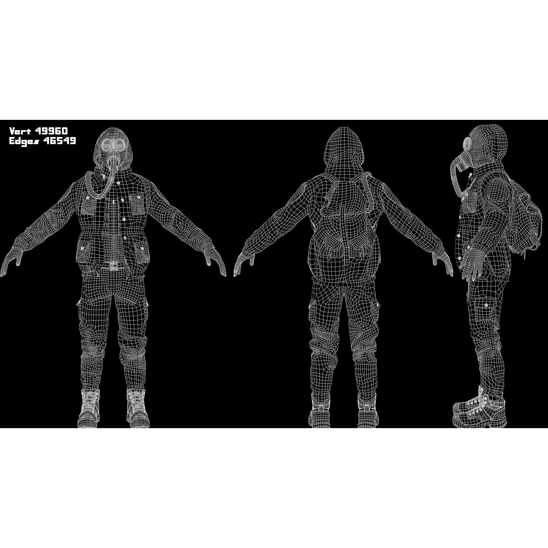 Post Apocalyptic Survivor 3D Model – Low Poly Game Ready Character, FBX - View 5