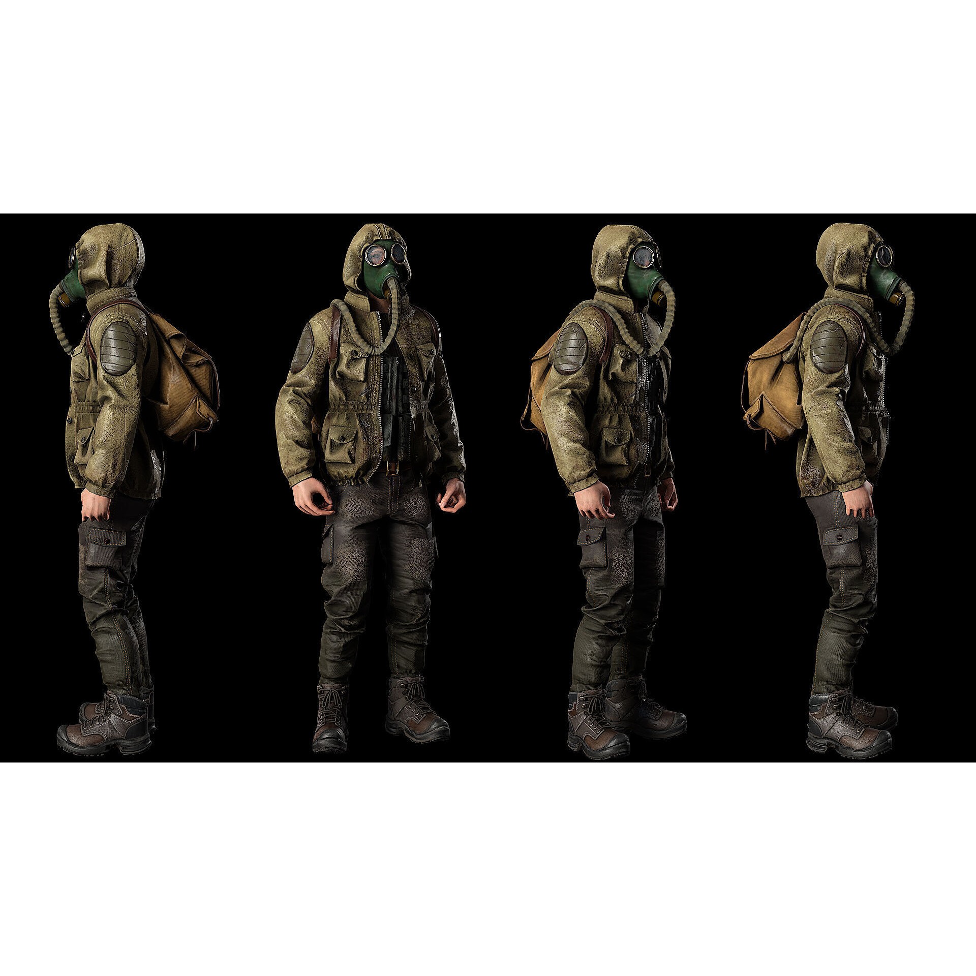 Post Apocalyptic Survivor 3D Model – Low Poly Game Ready Character, FBX - View 8