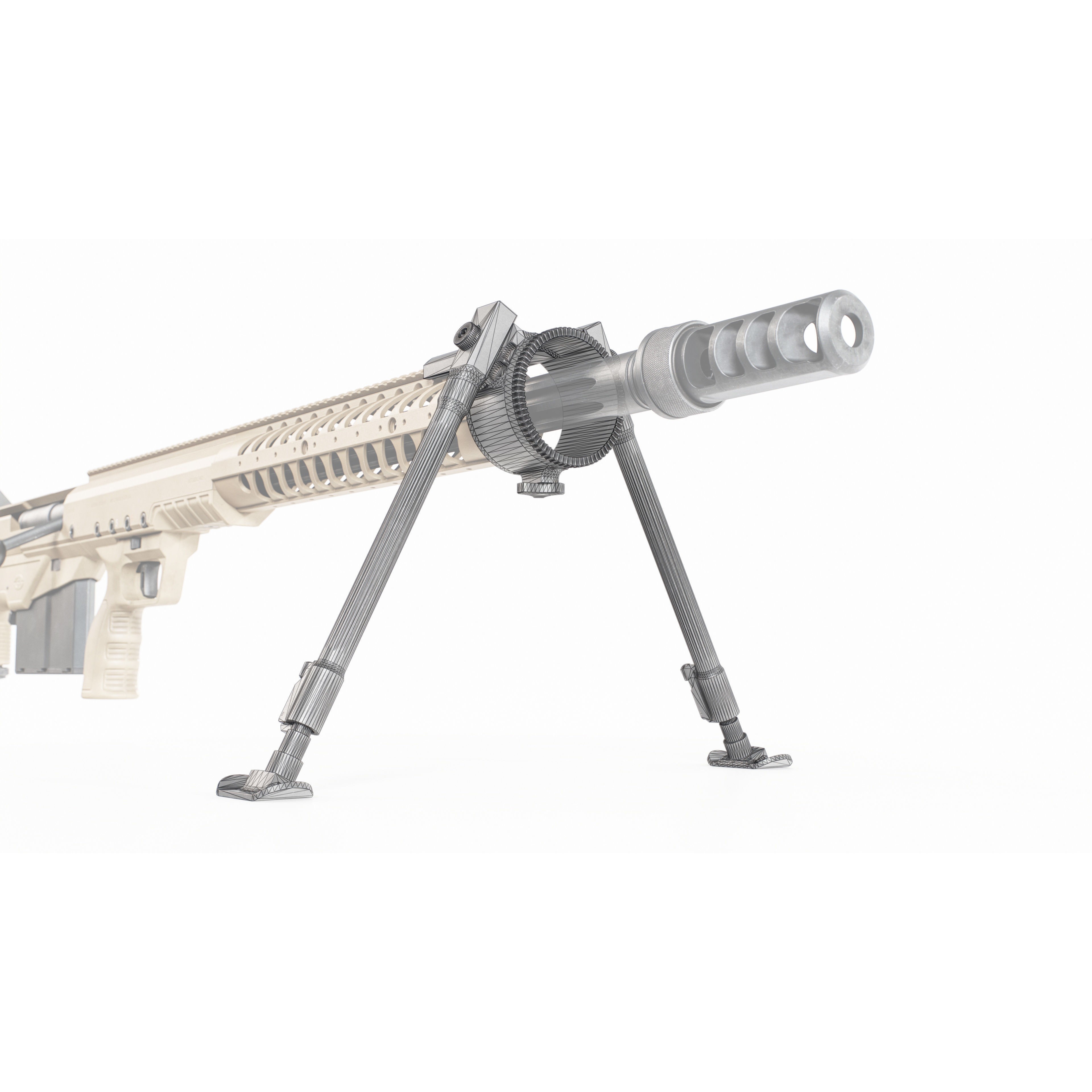 50 Cal Bipod 3D Model – Low Poly Game Ready Asset, FBX - View 3