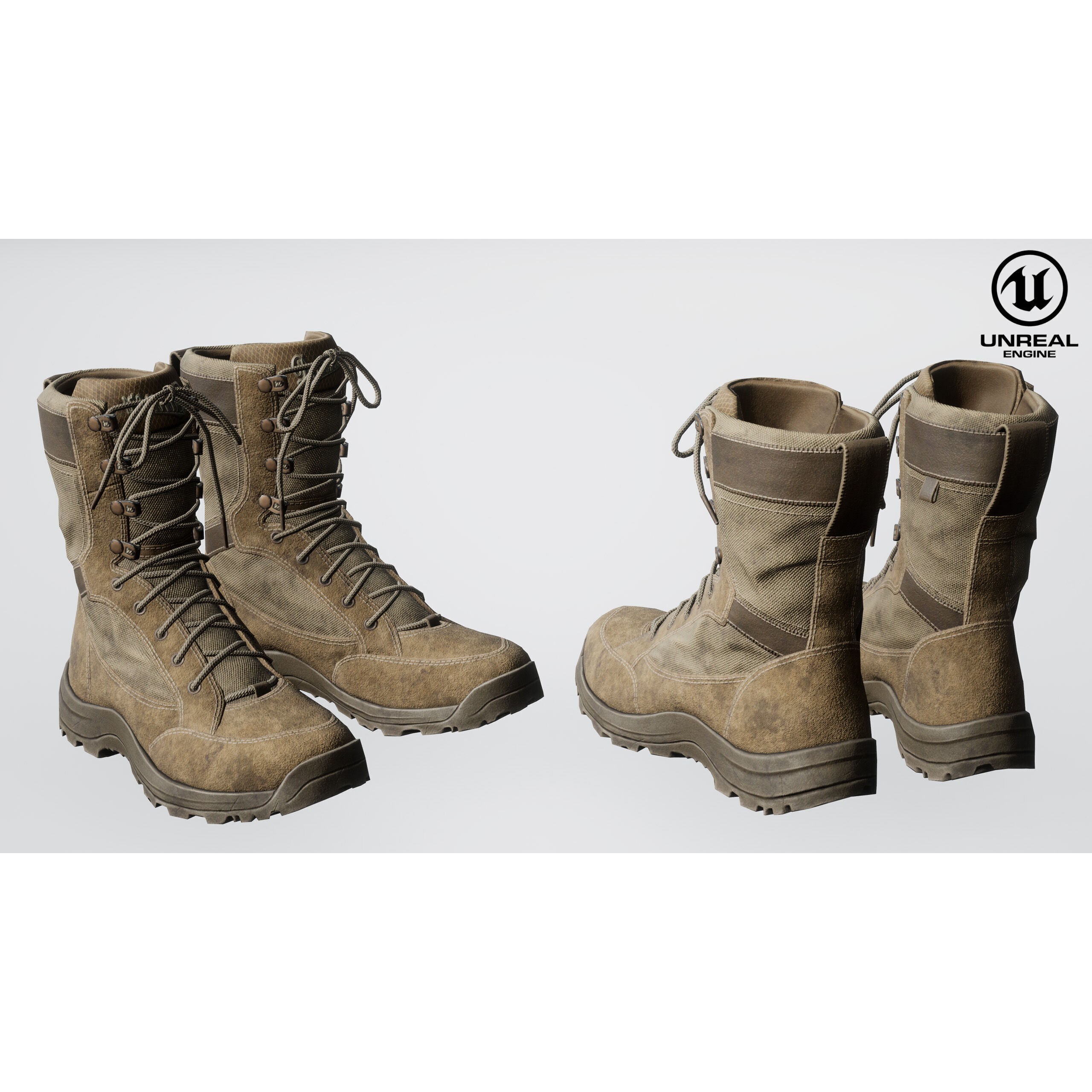 Tactical Boots 3D Model – Low Poly Game-Ready Asset, FBX, OBJ - View 17