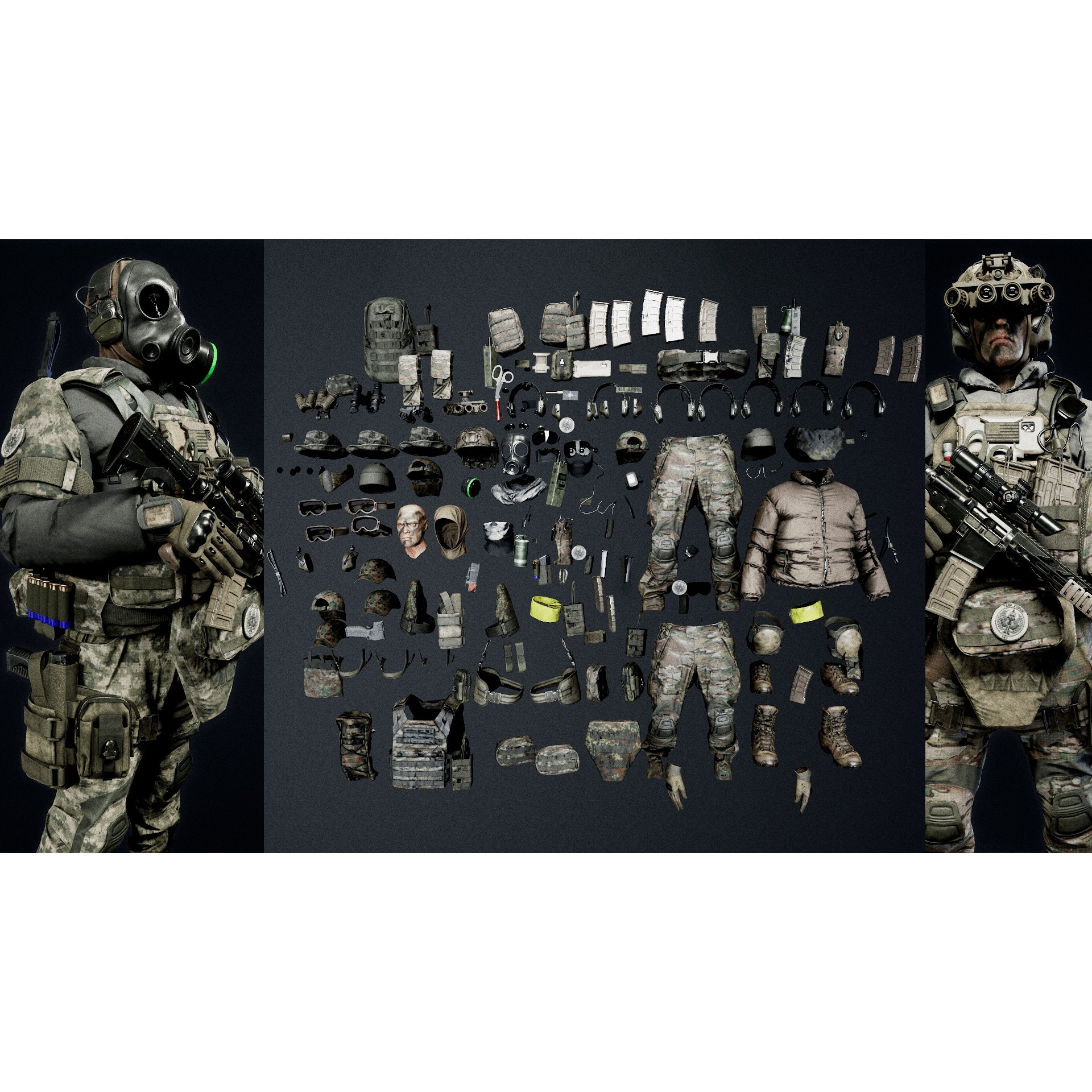 Modular US Soldier 3D Model – Low-Poly Game-Ready Character with PBR Textures - View 12