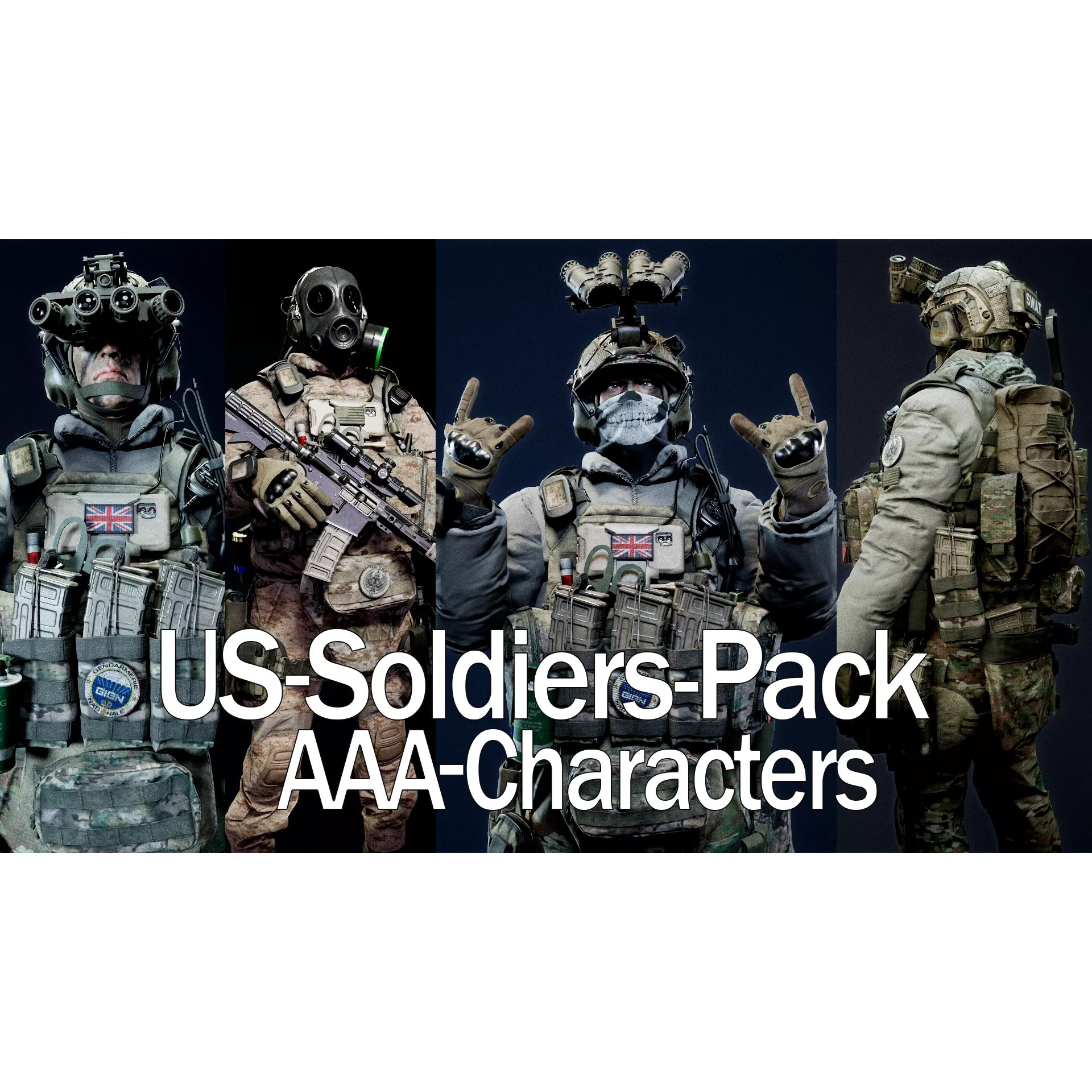 Modular US Soldier 3D Model – Low-Poly Game-Ready Character with PBR Textures - View 2