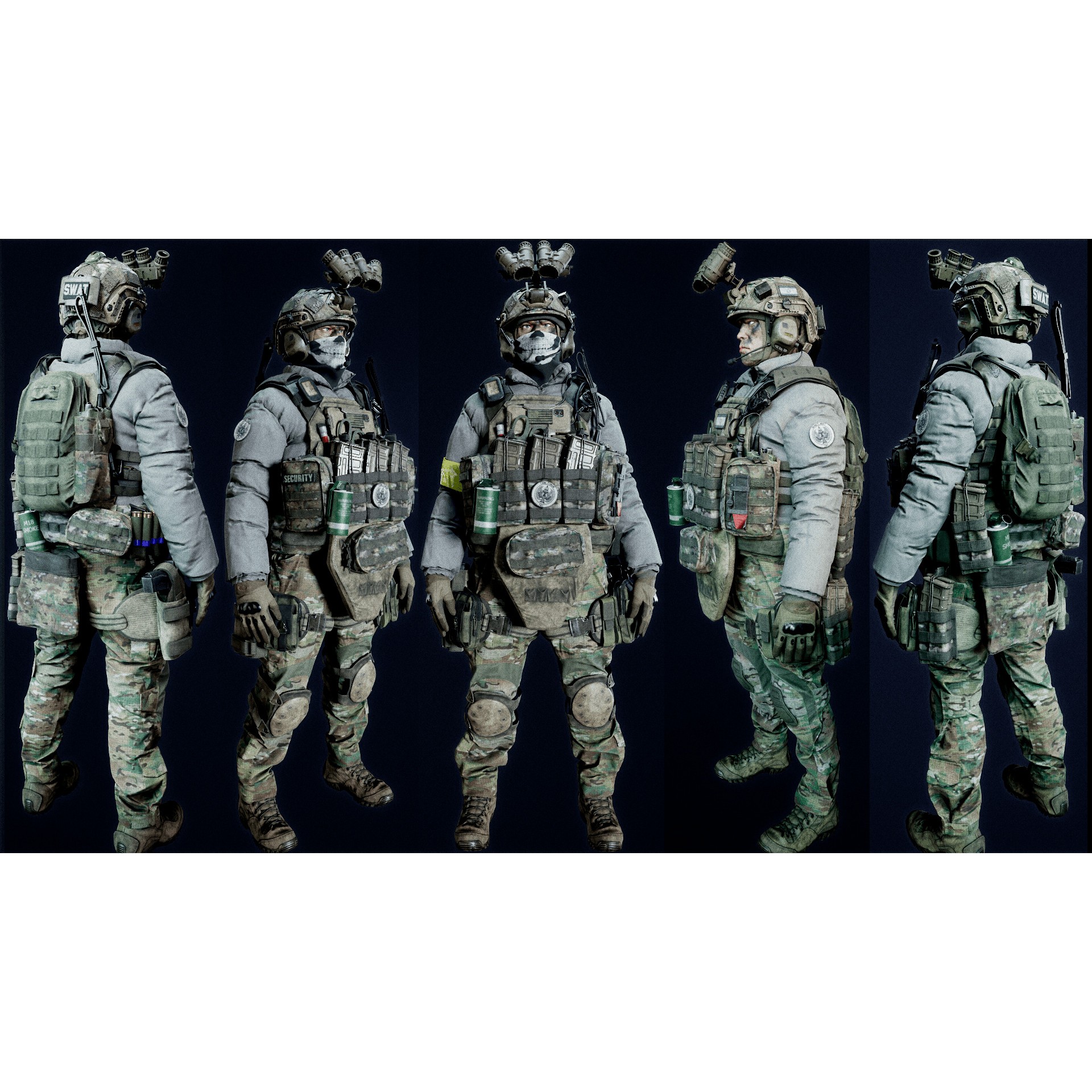 Modular US Soldier 3D Model – Low-Poly Game-Ready Character with PBR Textures - View 4