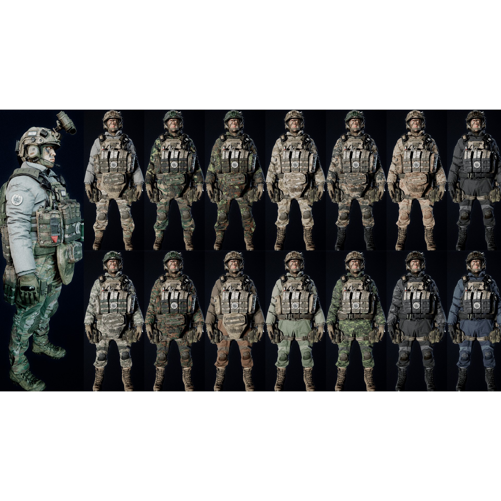 Modular US Soldier 3D Model – Low-Poly Game-Ready Character with PBR Textures - View 6