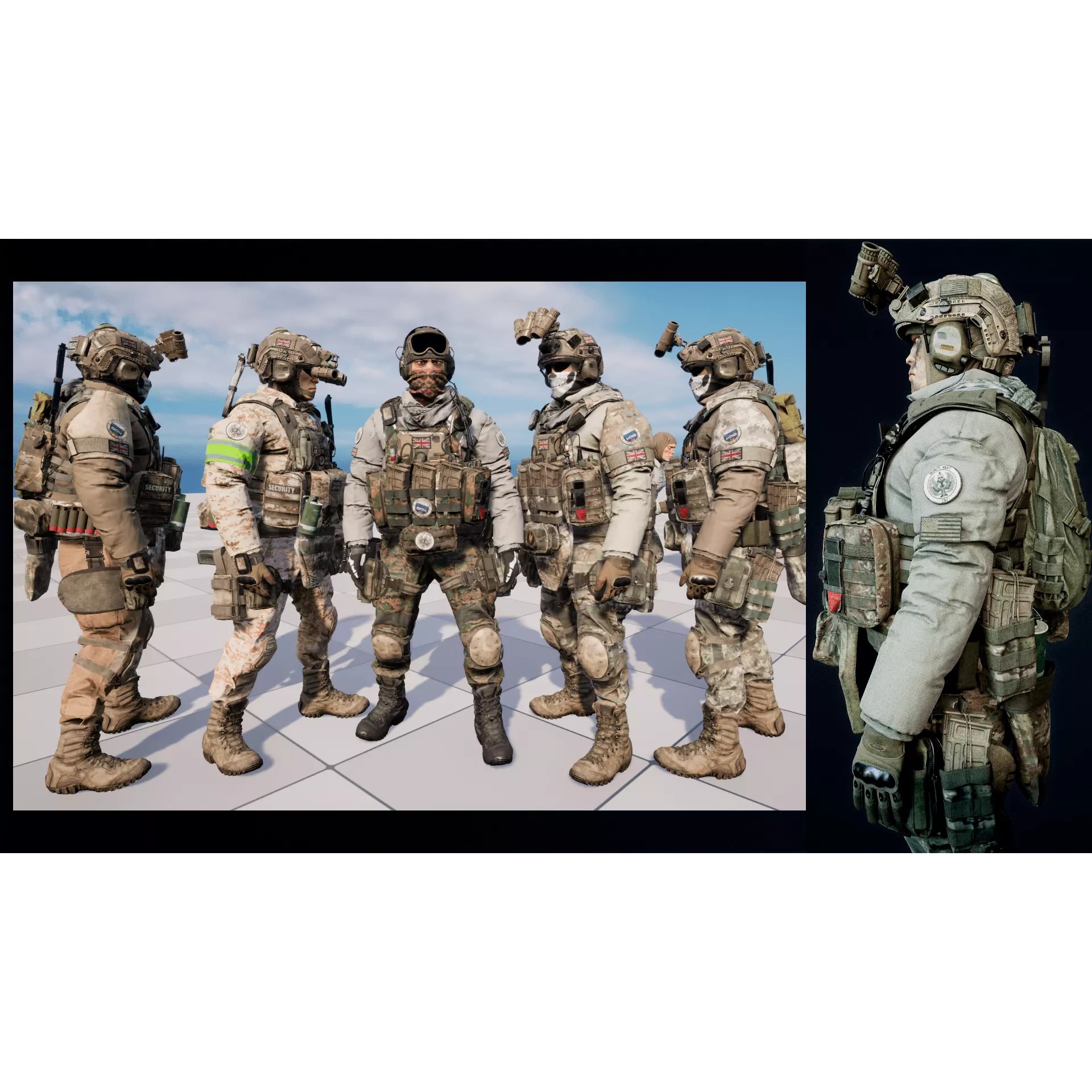Modular US Soldier 3D Model – Low-Poly Game-Ready Character with PBR Textures - View 9